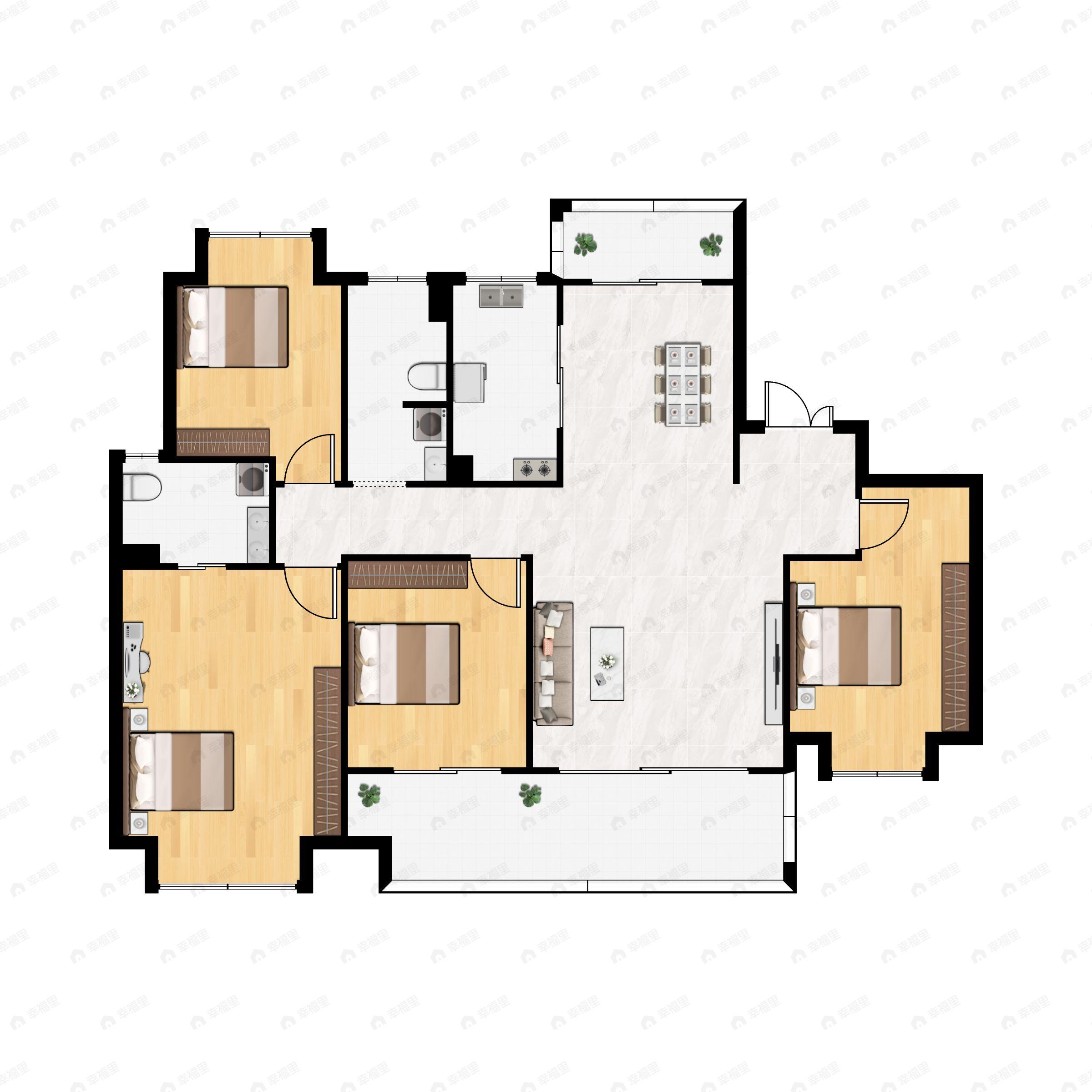 4室2厅2卫建面143m²南户型图
