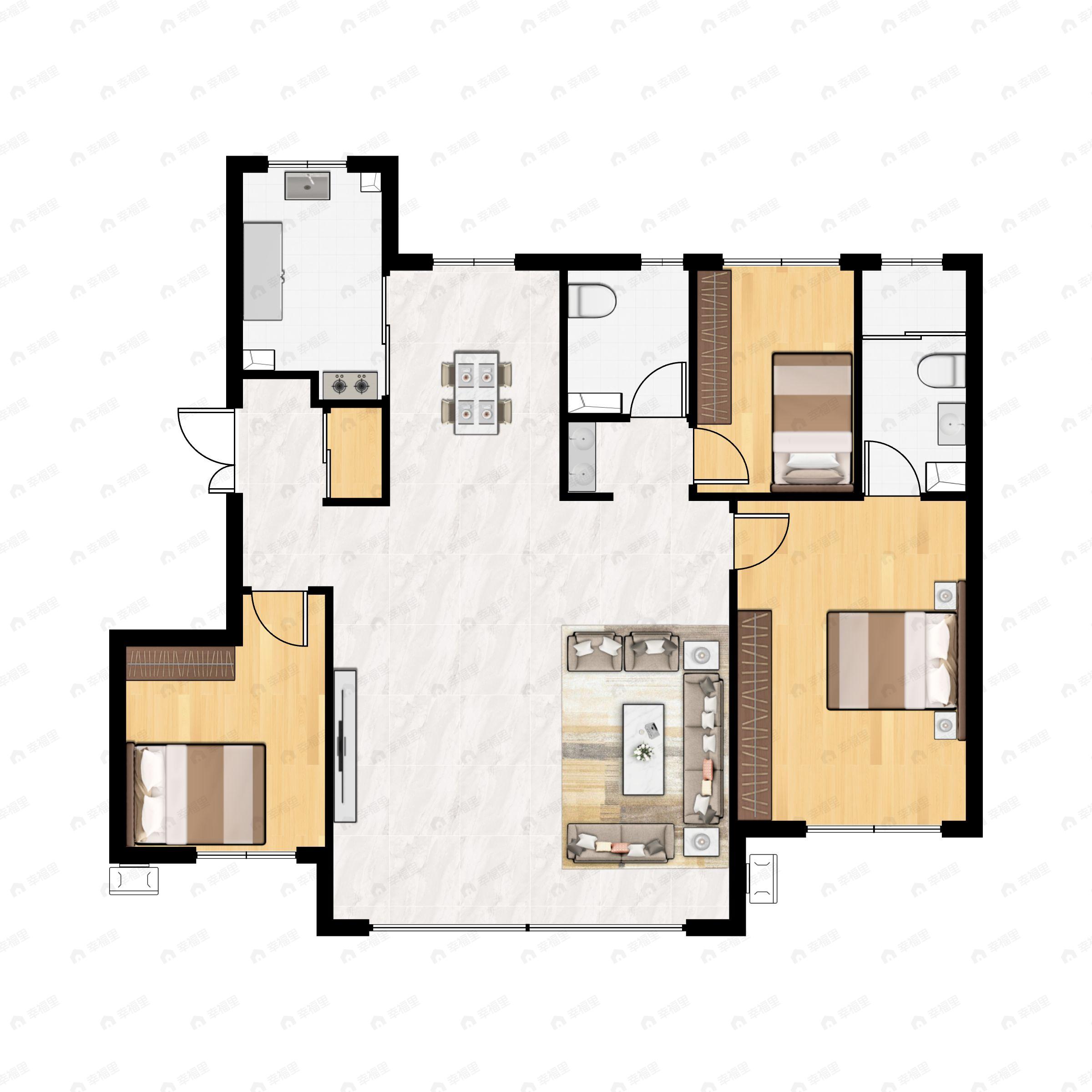 金地峯启未来3室2厅2卫户型图