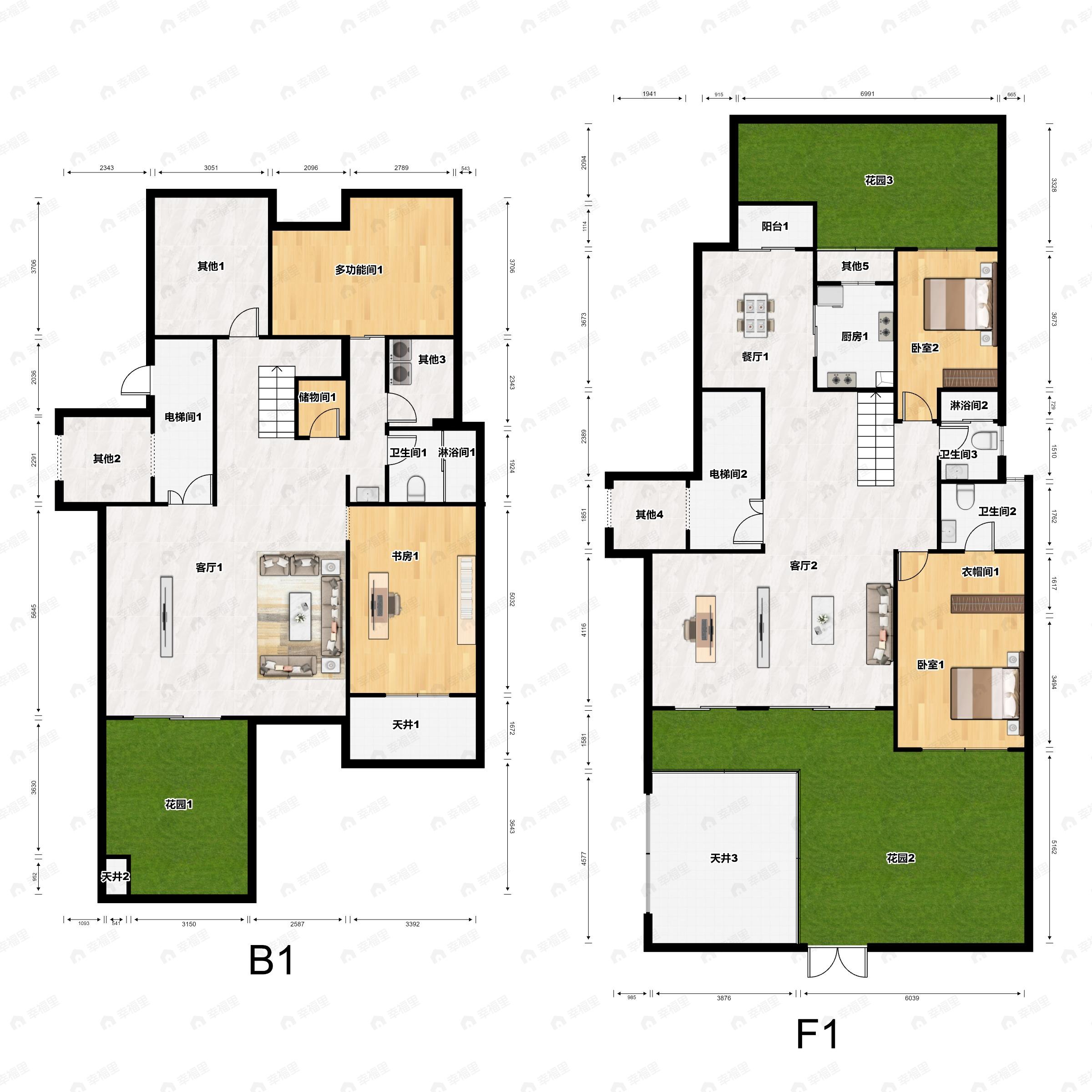5室3厅3卫建面140平北|南户型图