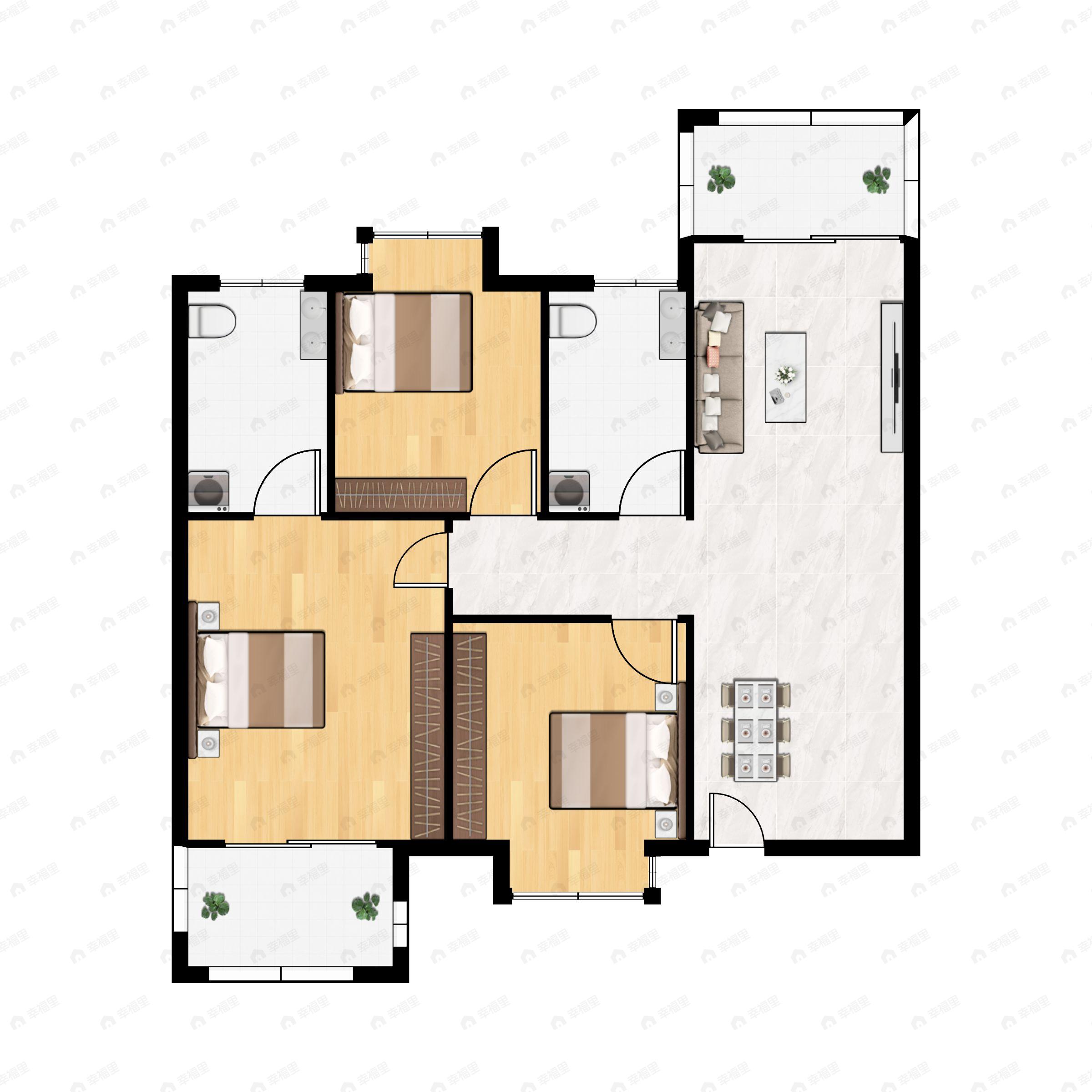 庐山幸福里3室2厅2卫户型图