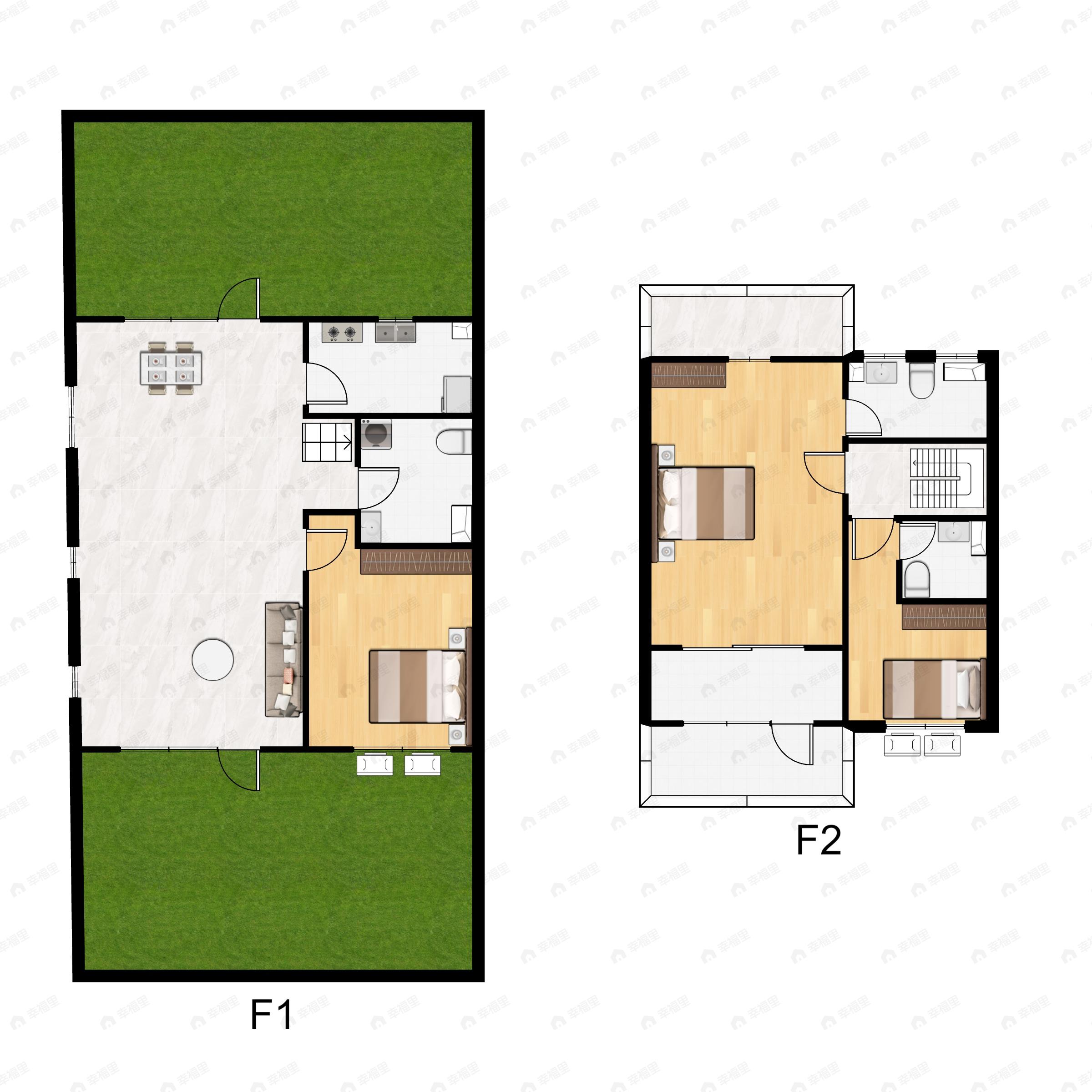 3室2厅3卫建面141m²南|北户型图