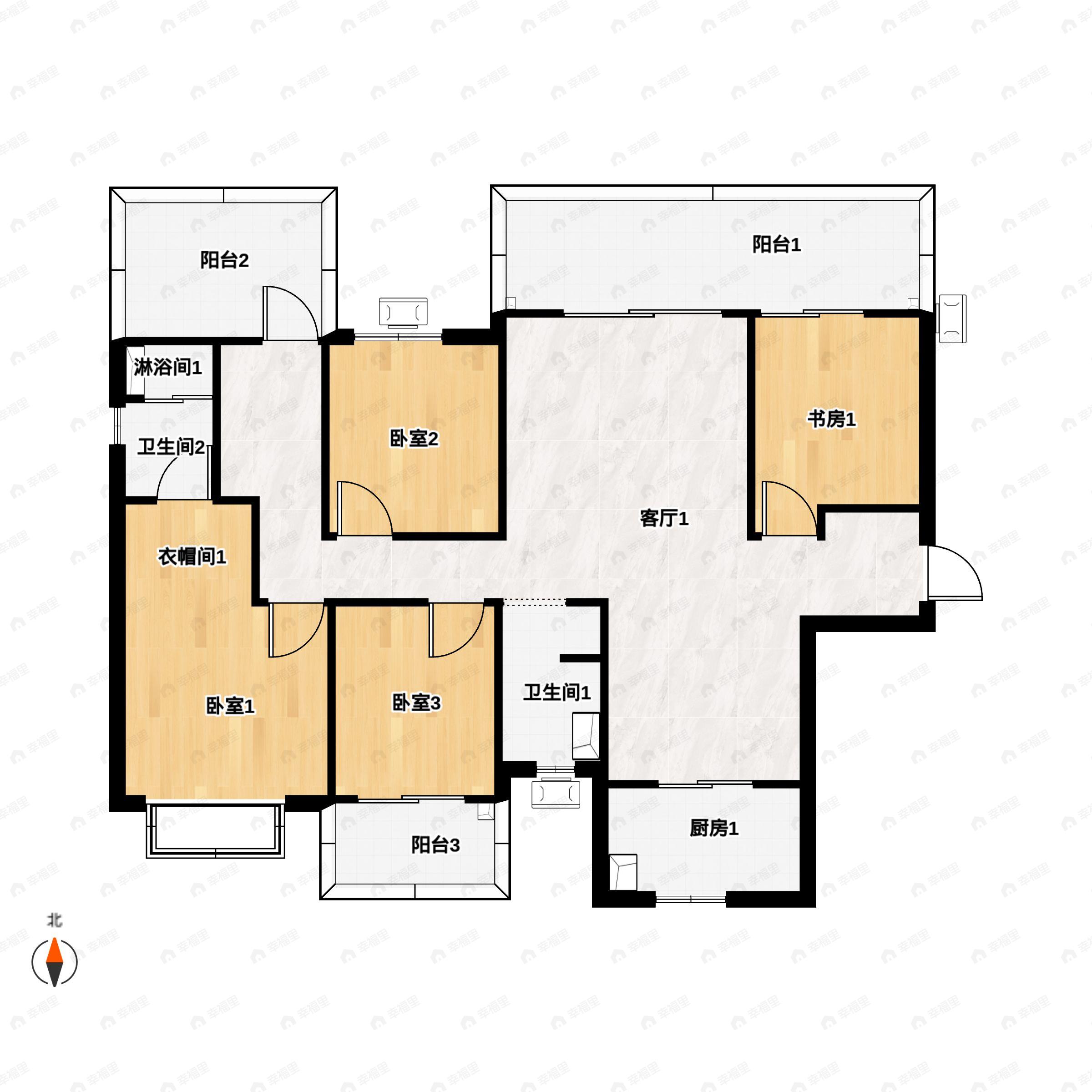 4室2厅2卫建面136平户型图