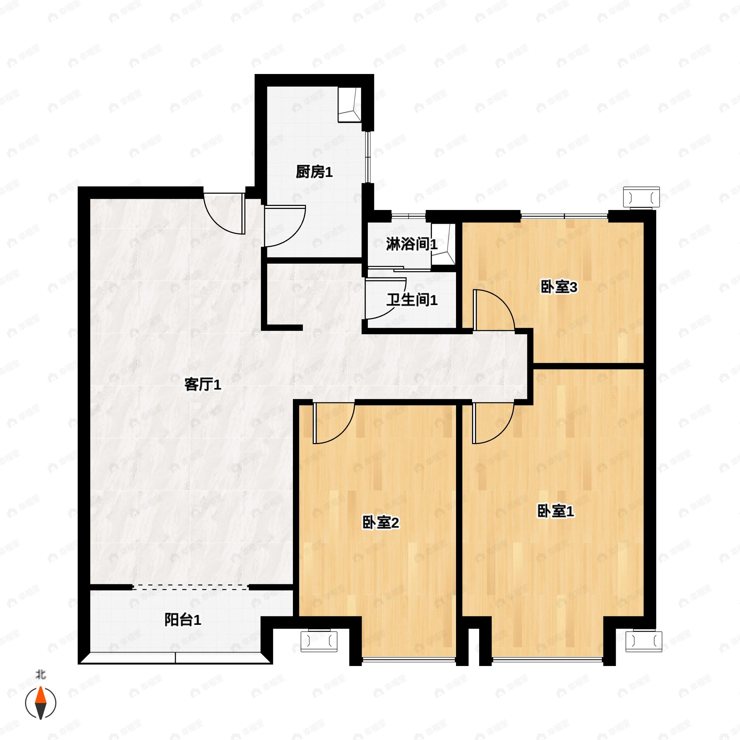 3室2厅1卫建面99平户型图