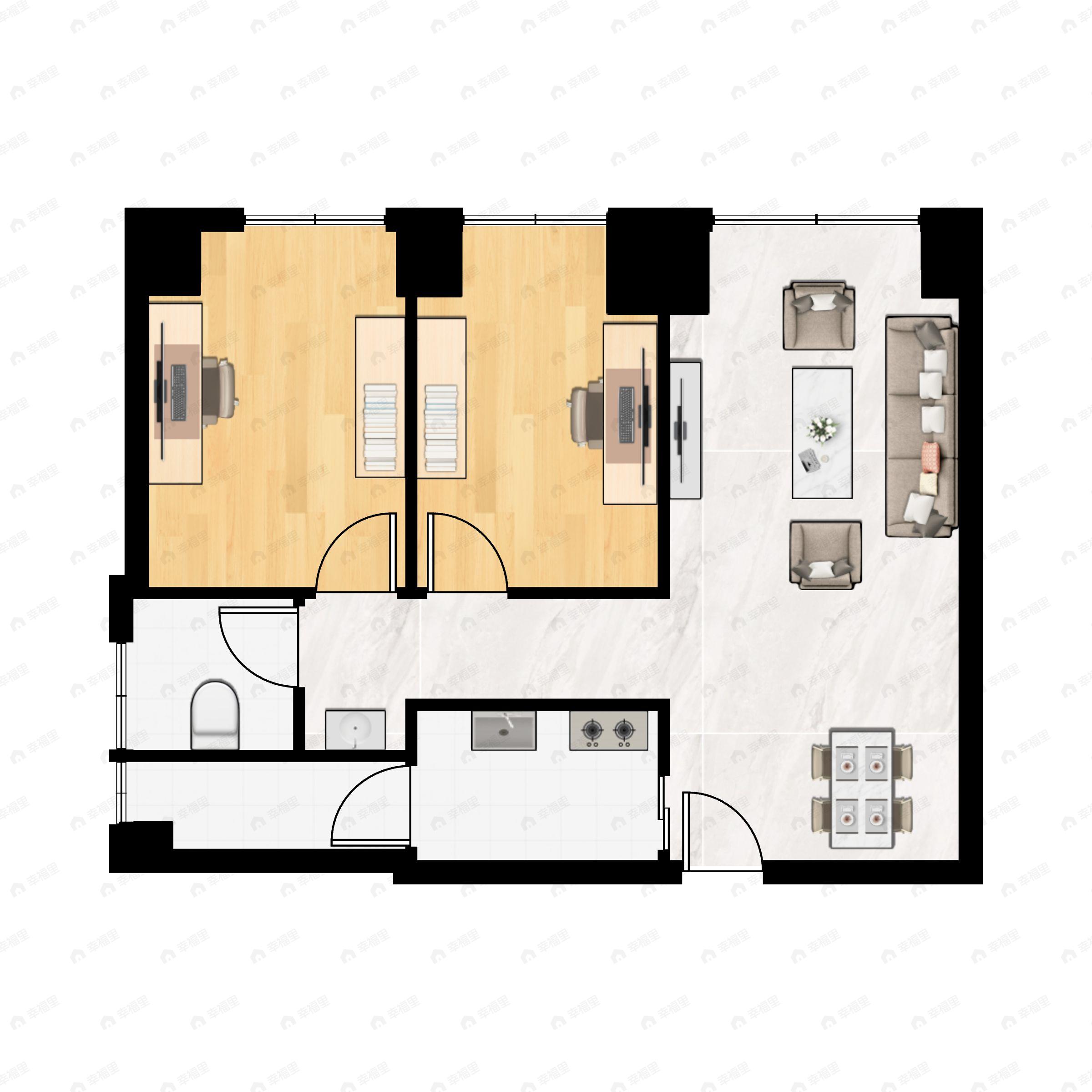 2室2厅1卫建面81平户型图