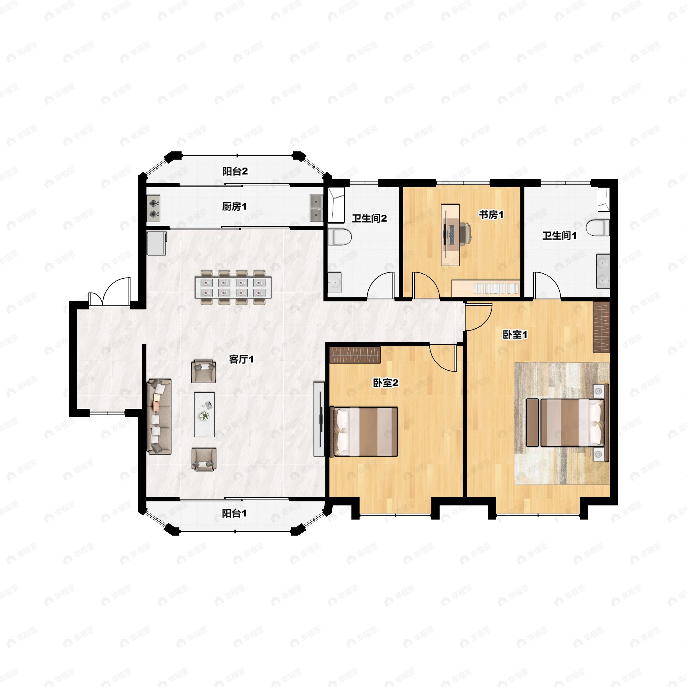 天房崇德园3室2厅2卫户型图