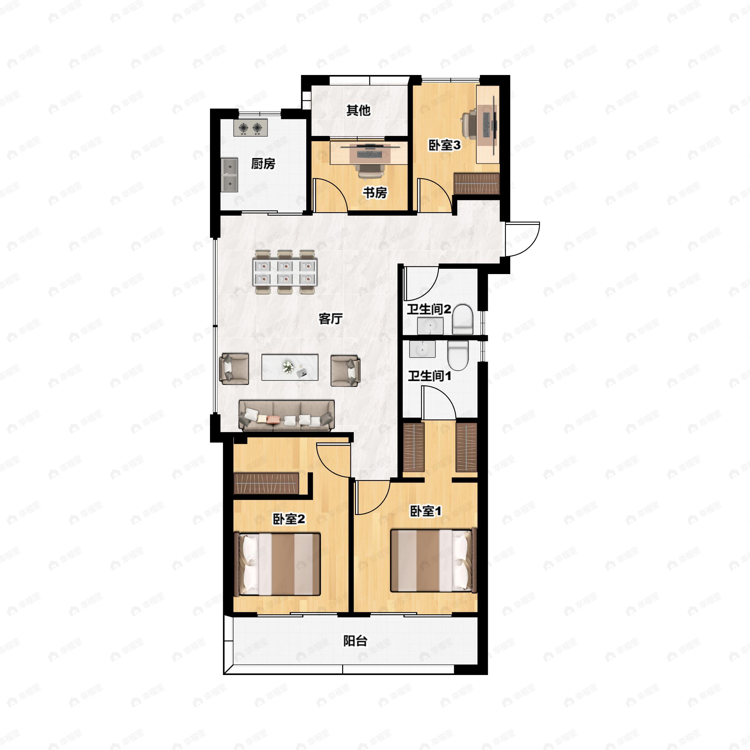 4室2厅2卫建面125平户型图