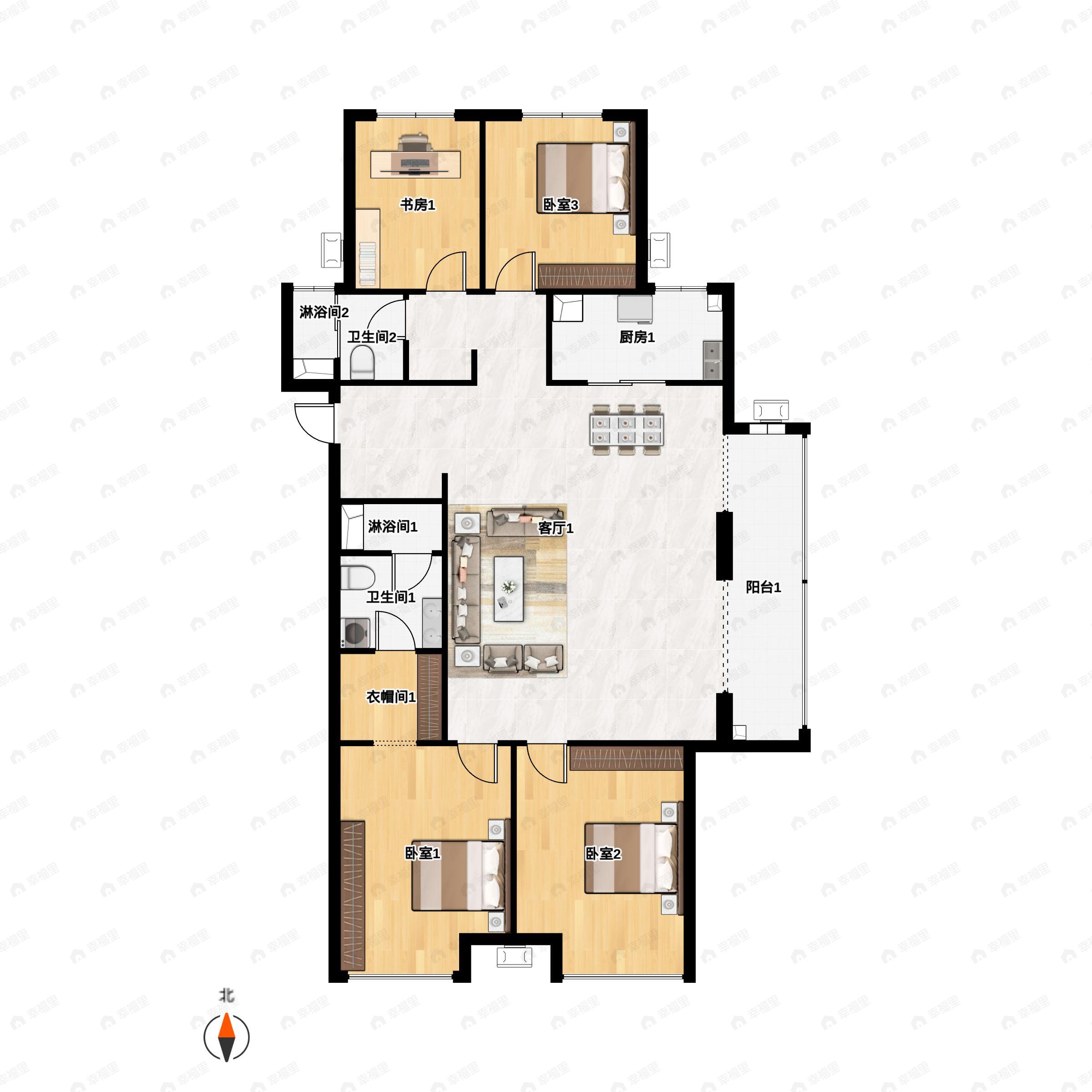 翡丽西安4室2厅2卫户型图