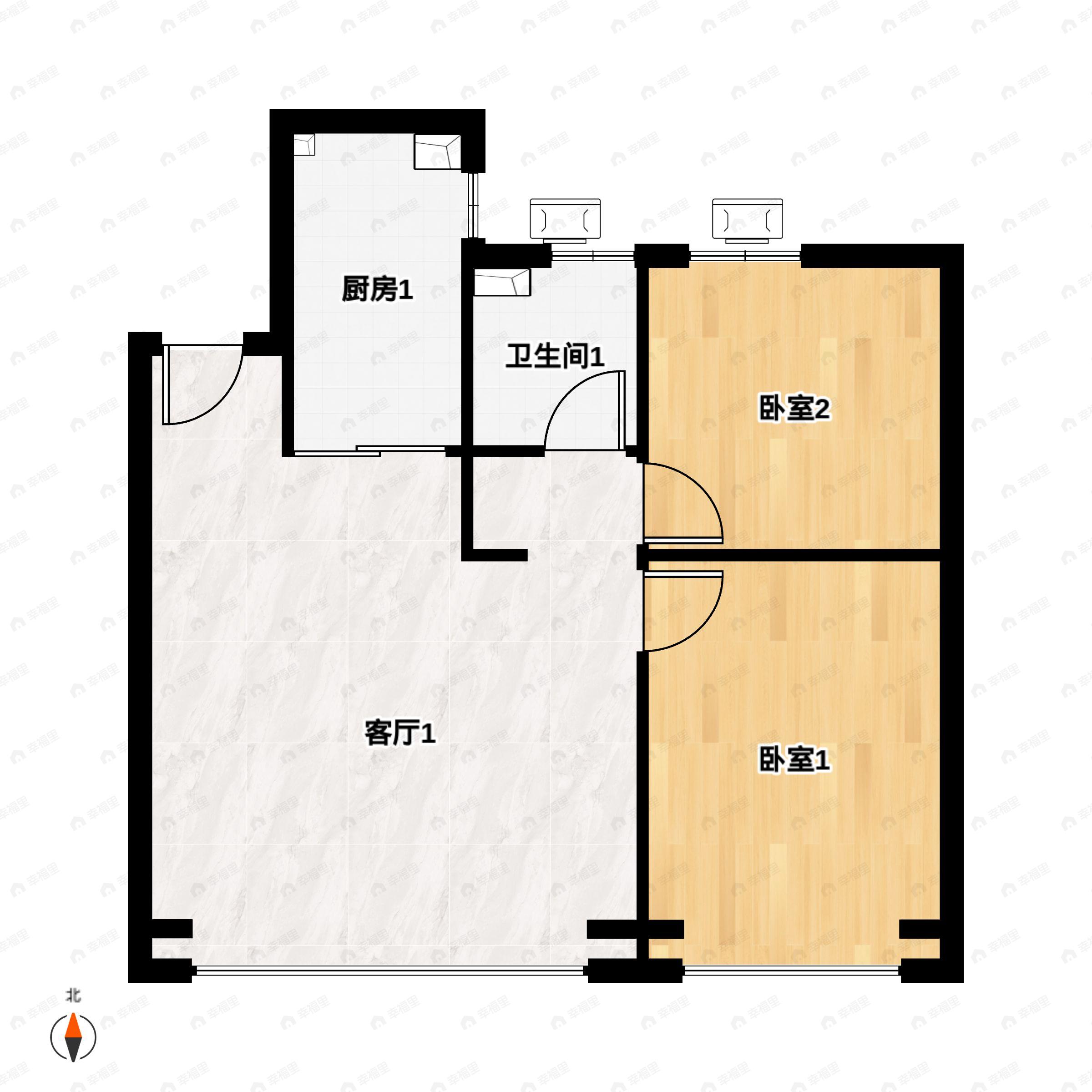 2室2厅1卫建面82平户型图