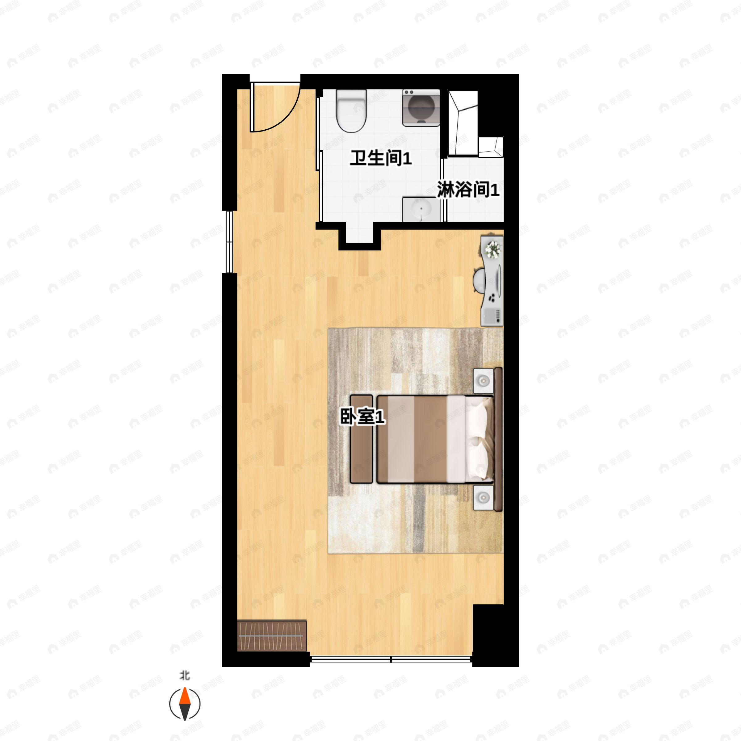 1室1厅1卫建面40平户型图