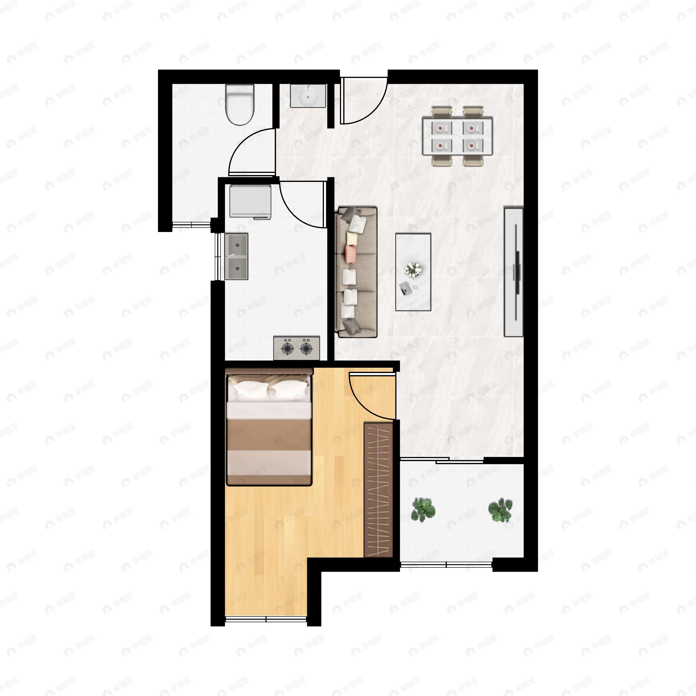 水岸国际1室1厅1卫户型图