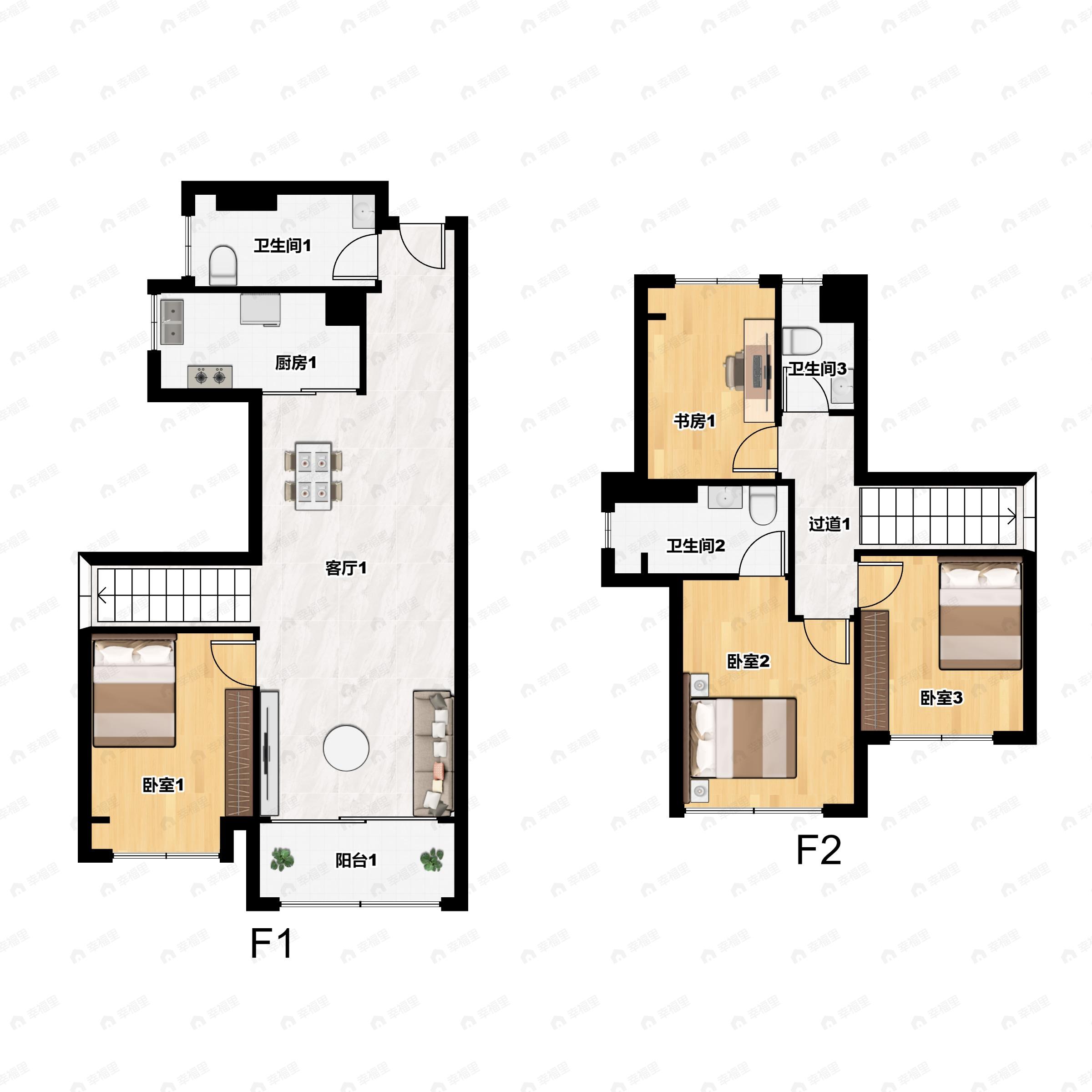 4室2厅3卫建面103平西南户型图