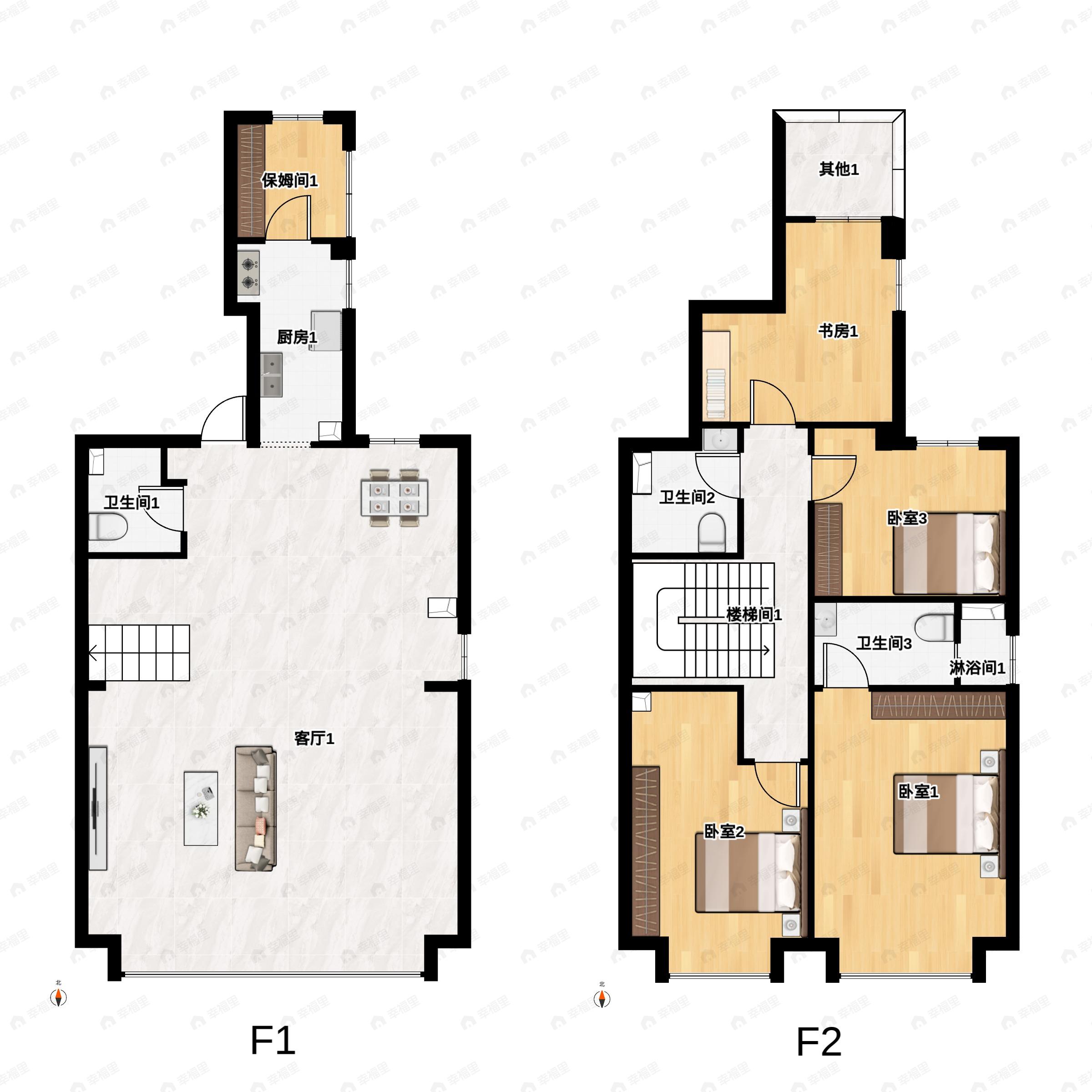 4室2厅3卫建面197平户型图