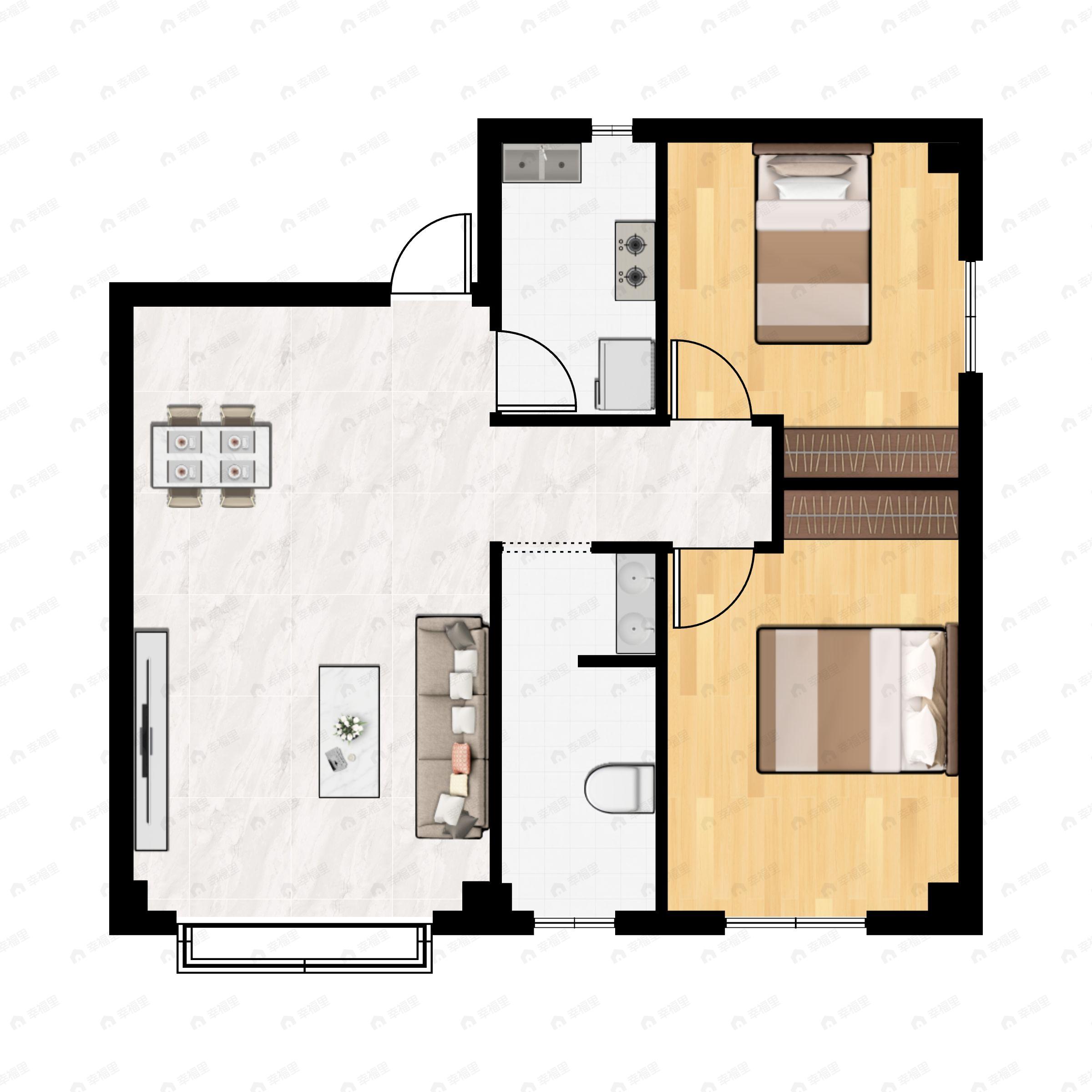 荣华城2室2厅1卫户型图