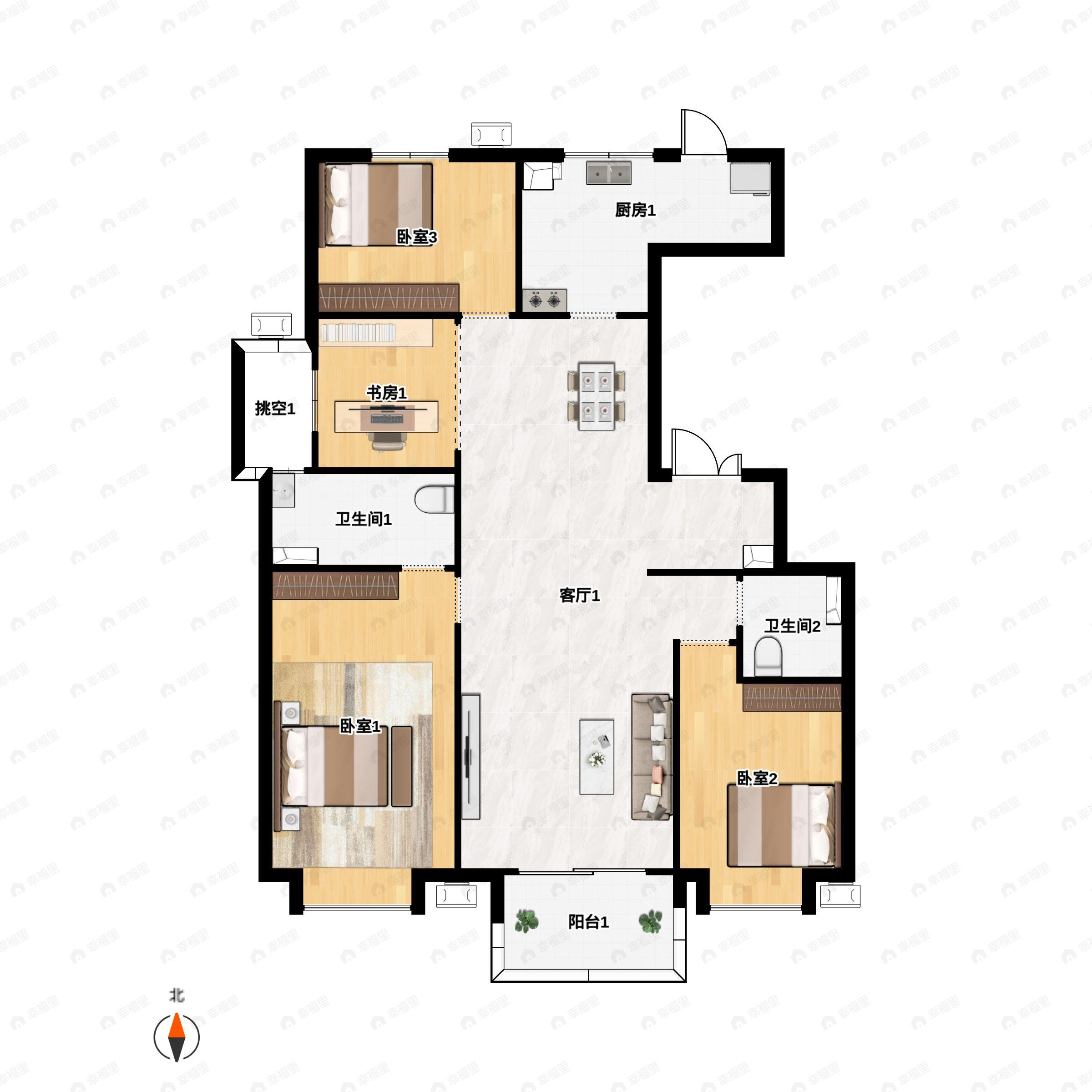 中国铁建万科翡翠国际4室2厅2卫户型图