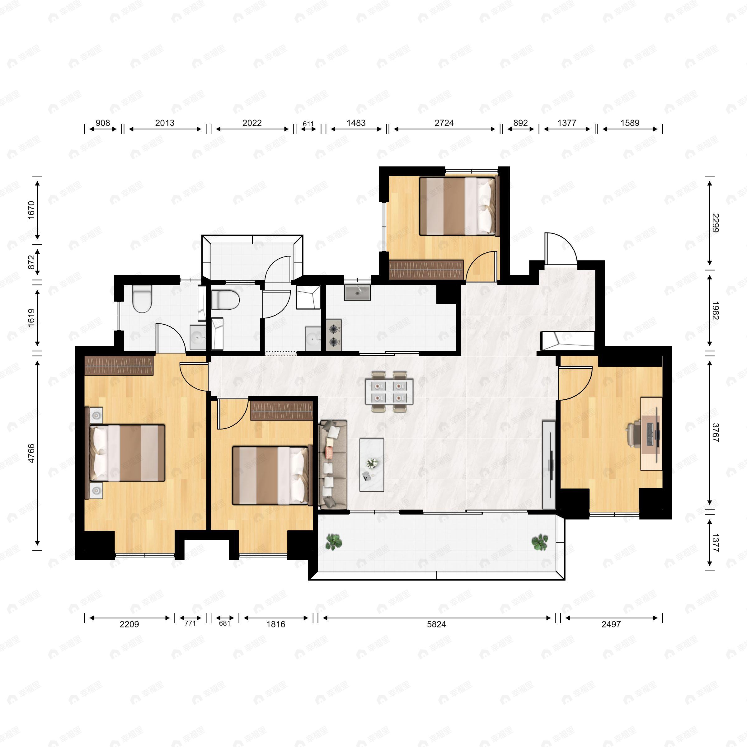 朗诗熙华府4室2厅2卫户型图