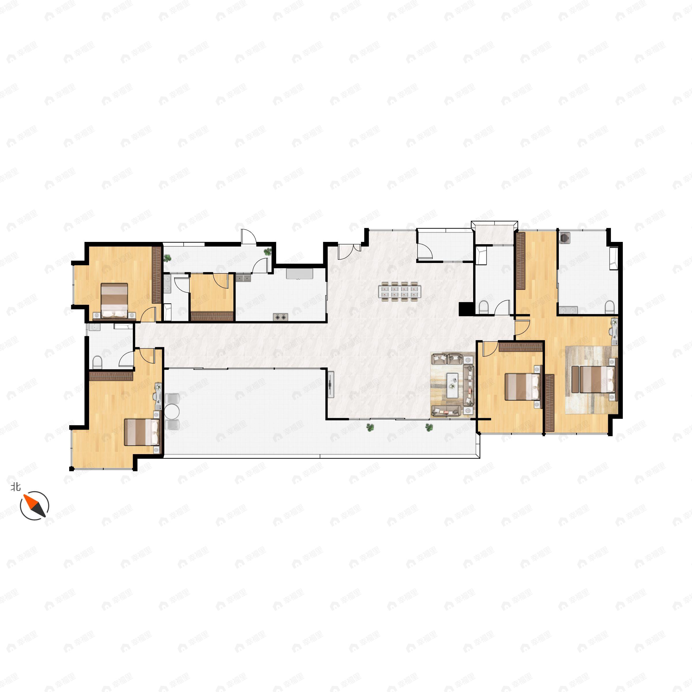 4室3厅4卫建面276平南户型图