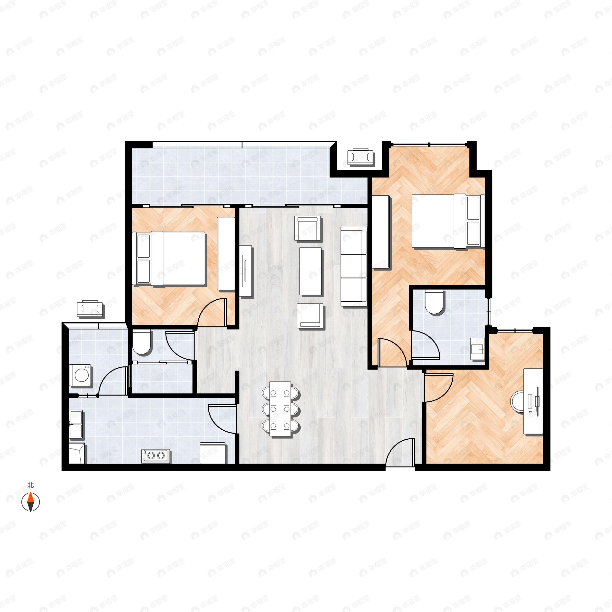 3室2厅2卫建面97平户型图