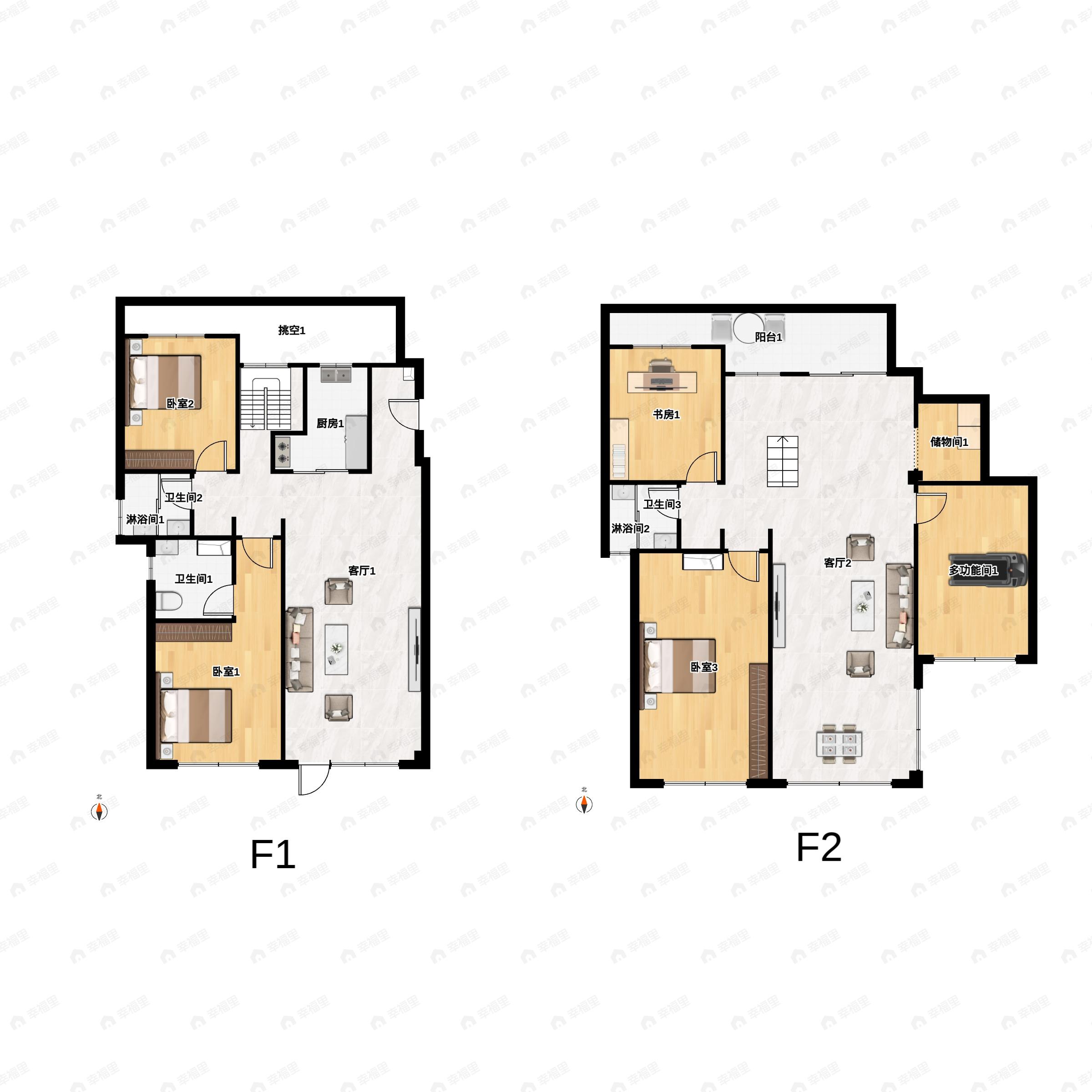 5室4厅3卫建面84平户型图