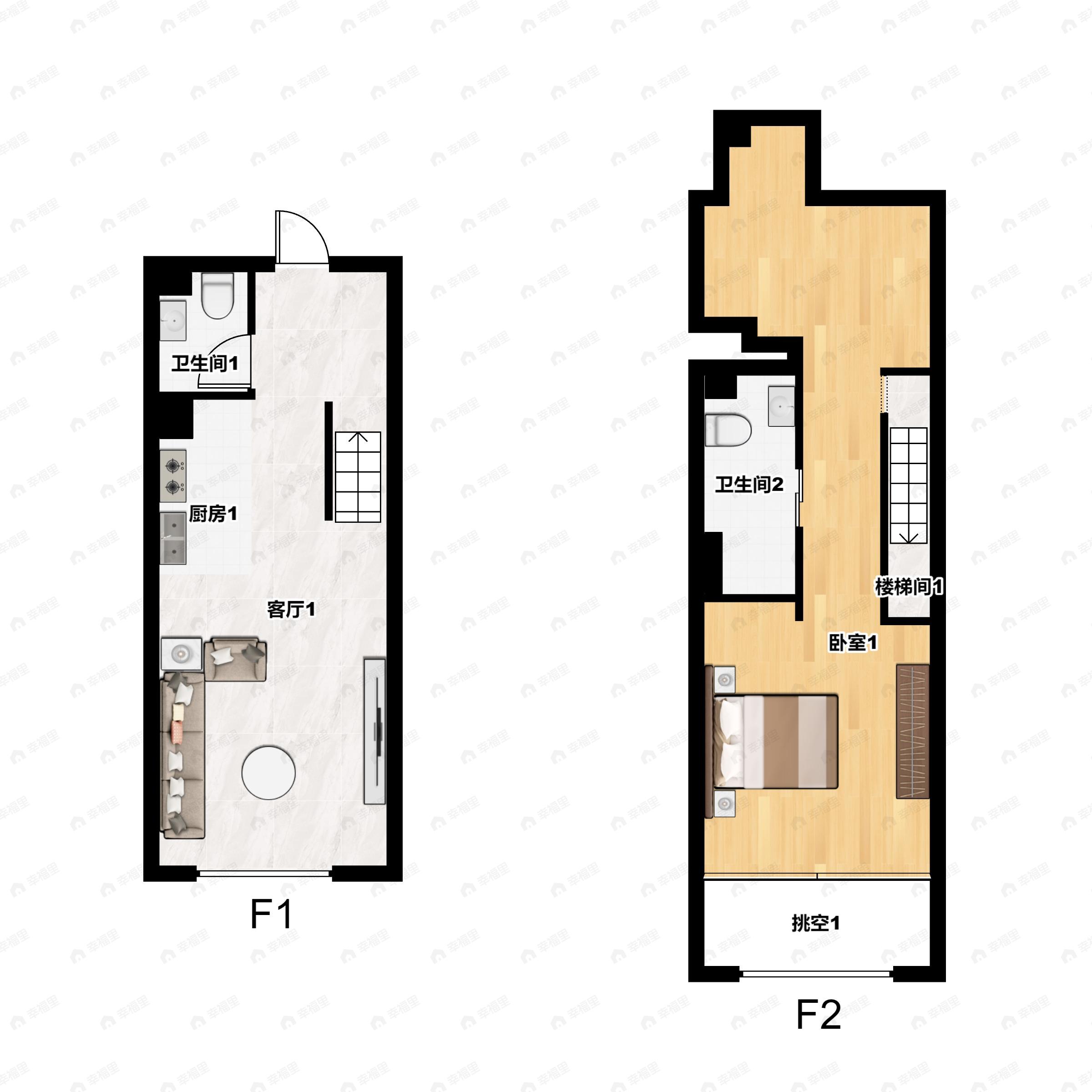 奕聪花园2室2厅2卫户型图