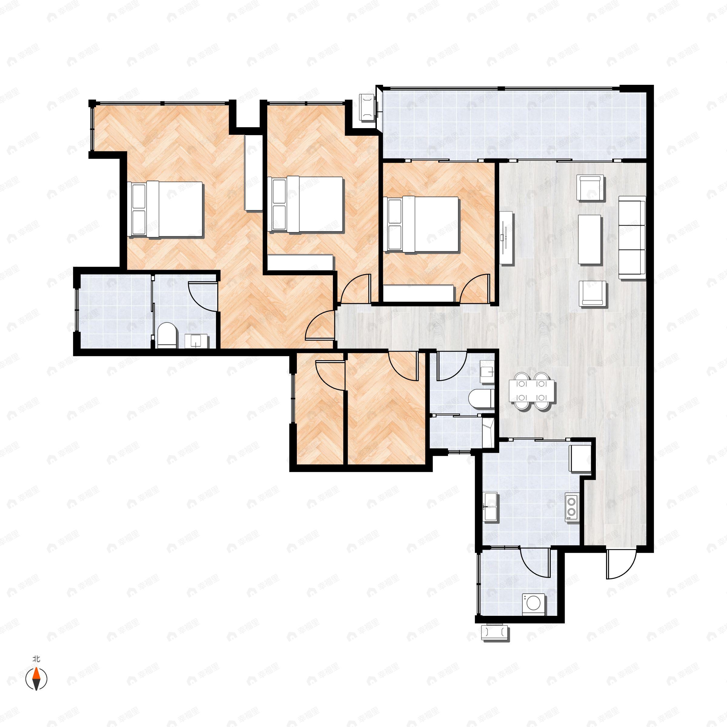 4室2厅2卫建面141平北户型图