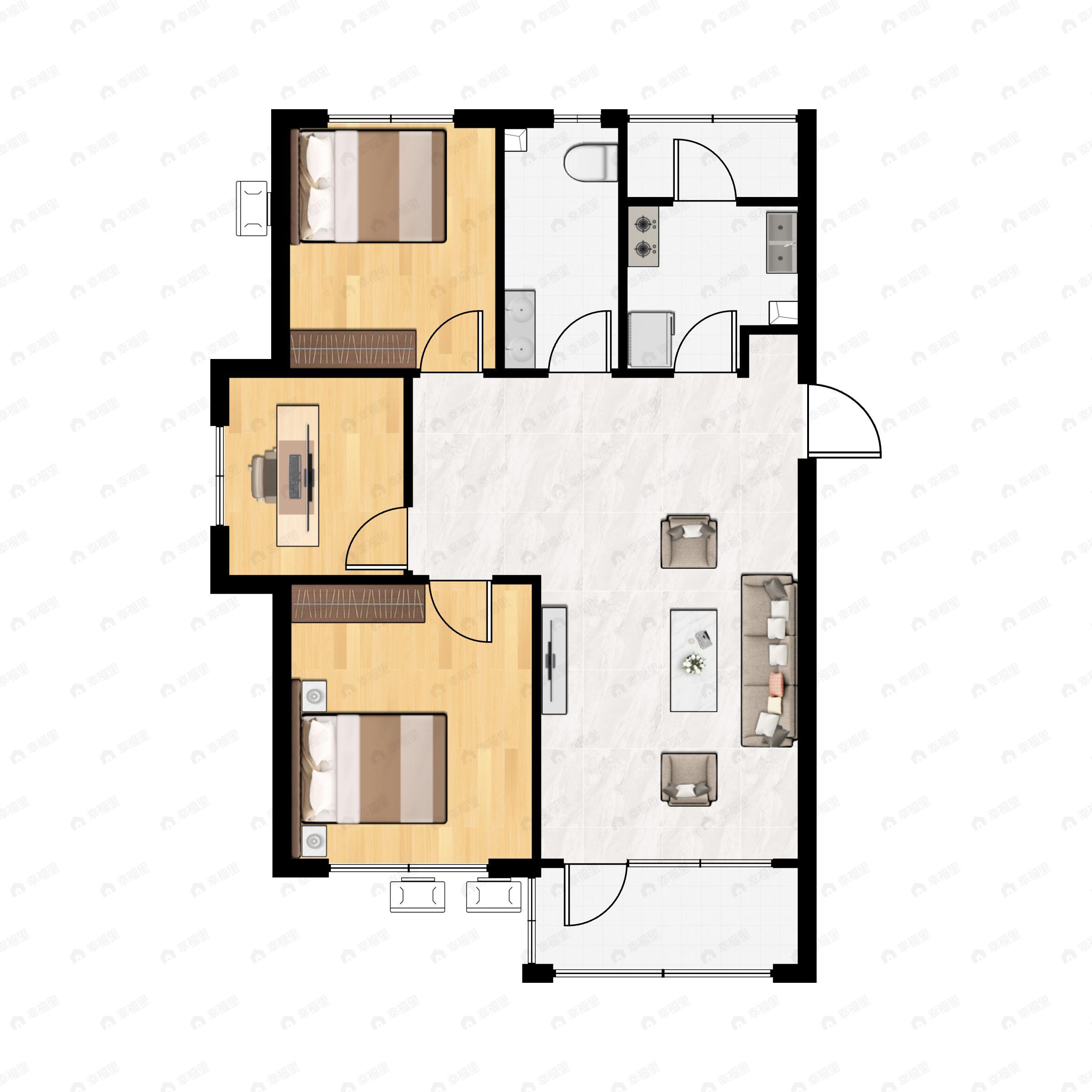 月伴湾3室2厅1卫户型图