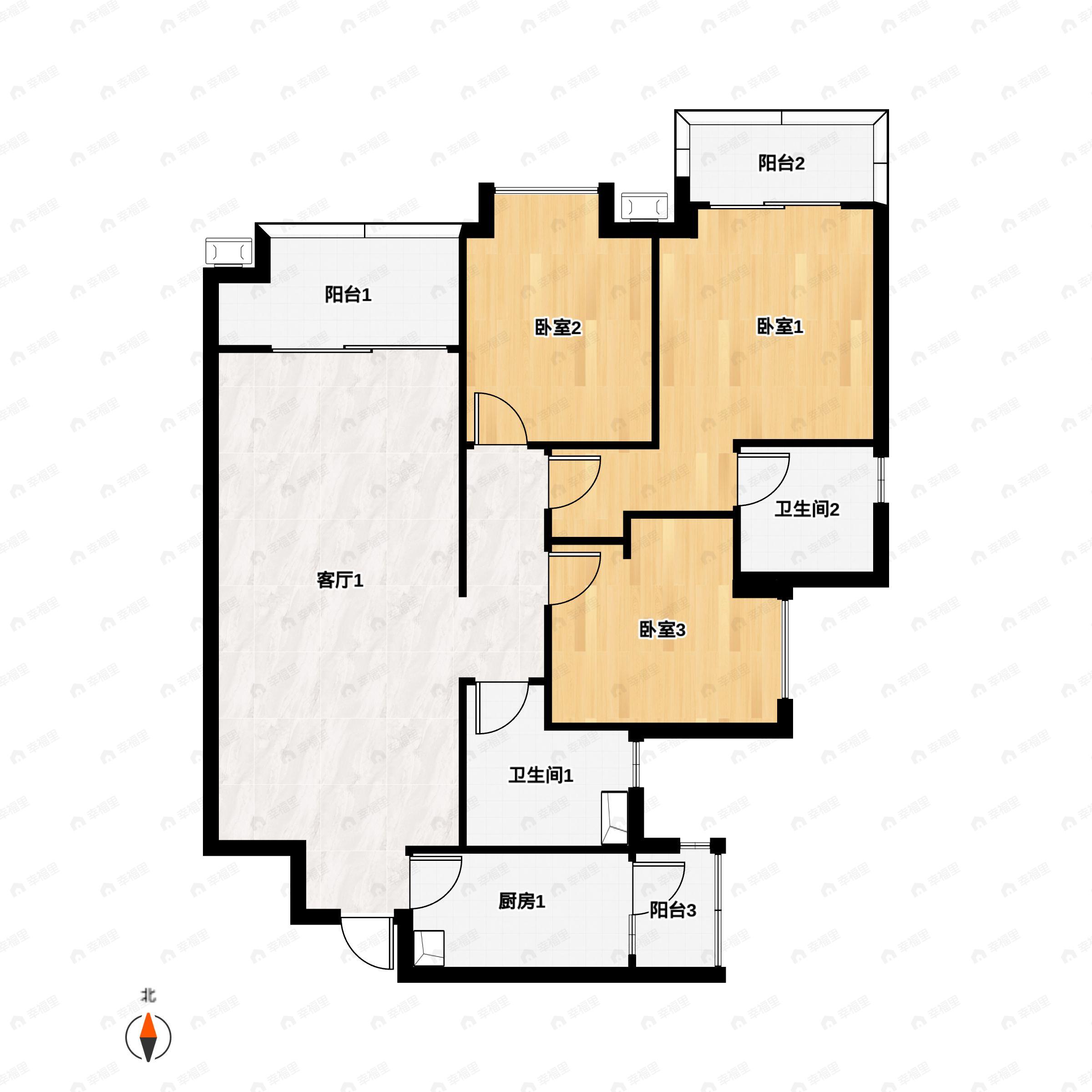 3室2厅2卫建面116平户型图