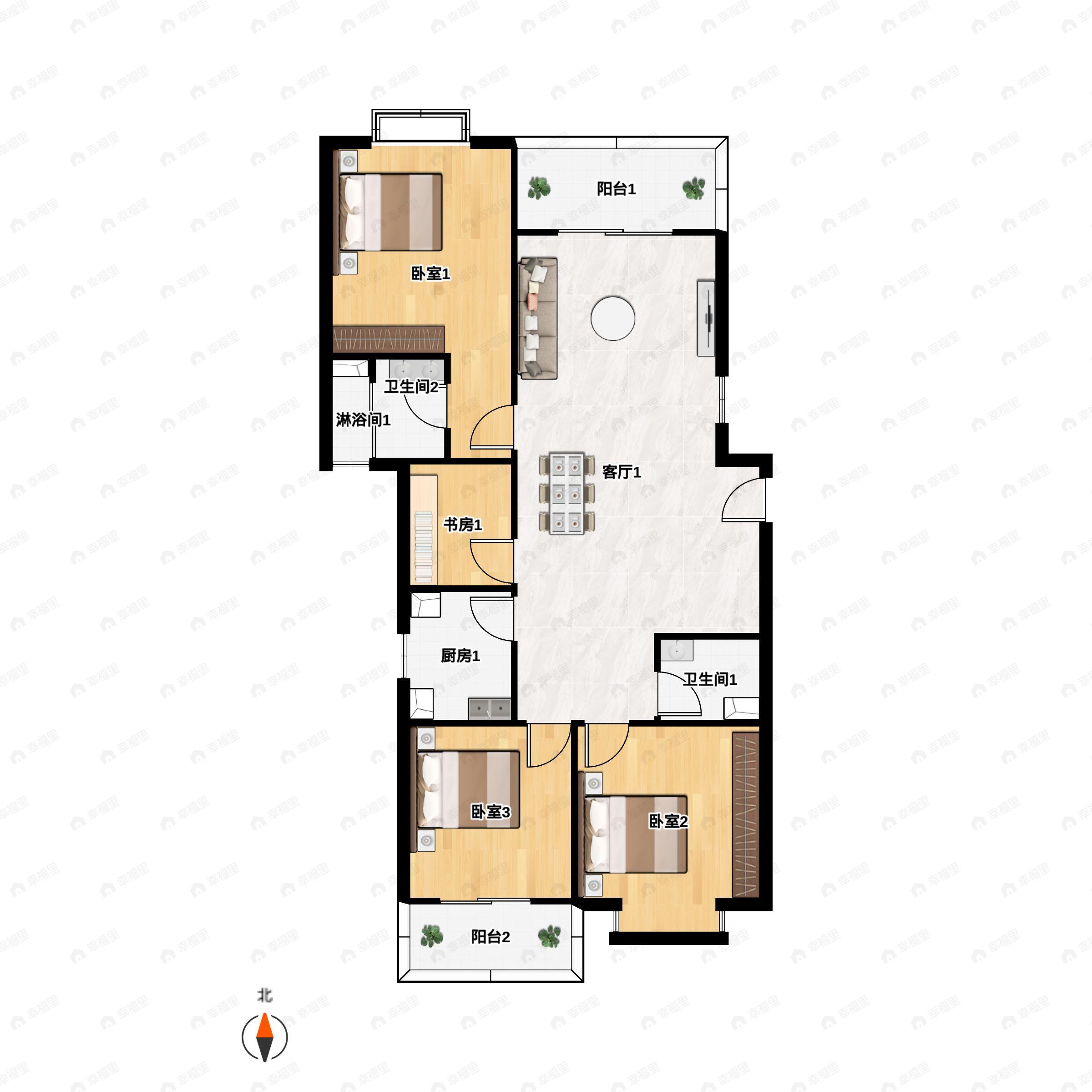 金泰国际名门4室2厅2卫户型图