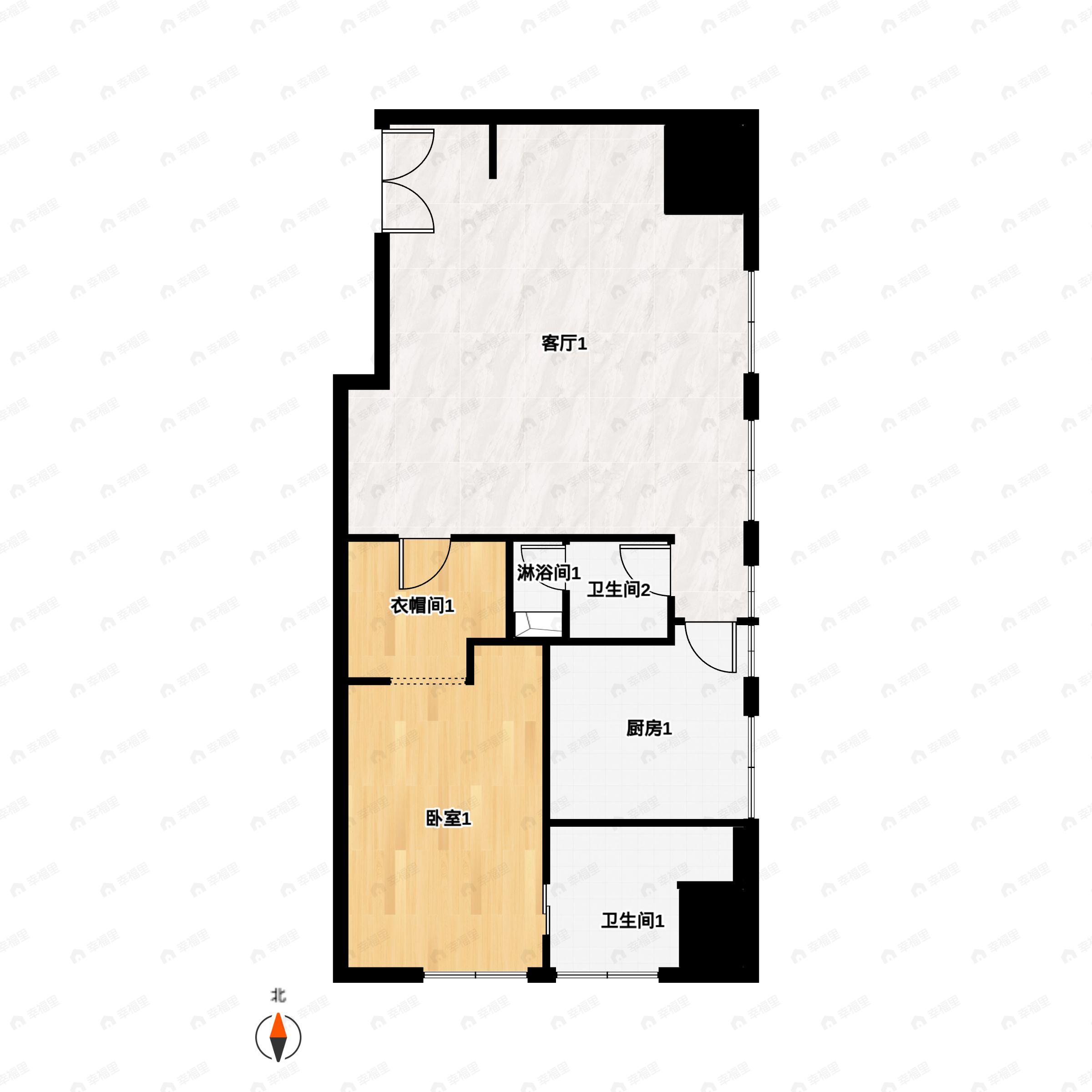 上和领誉2室2厅2卫户型图
