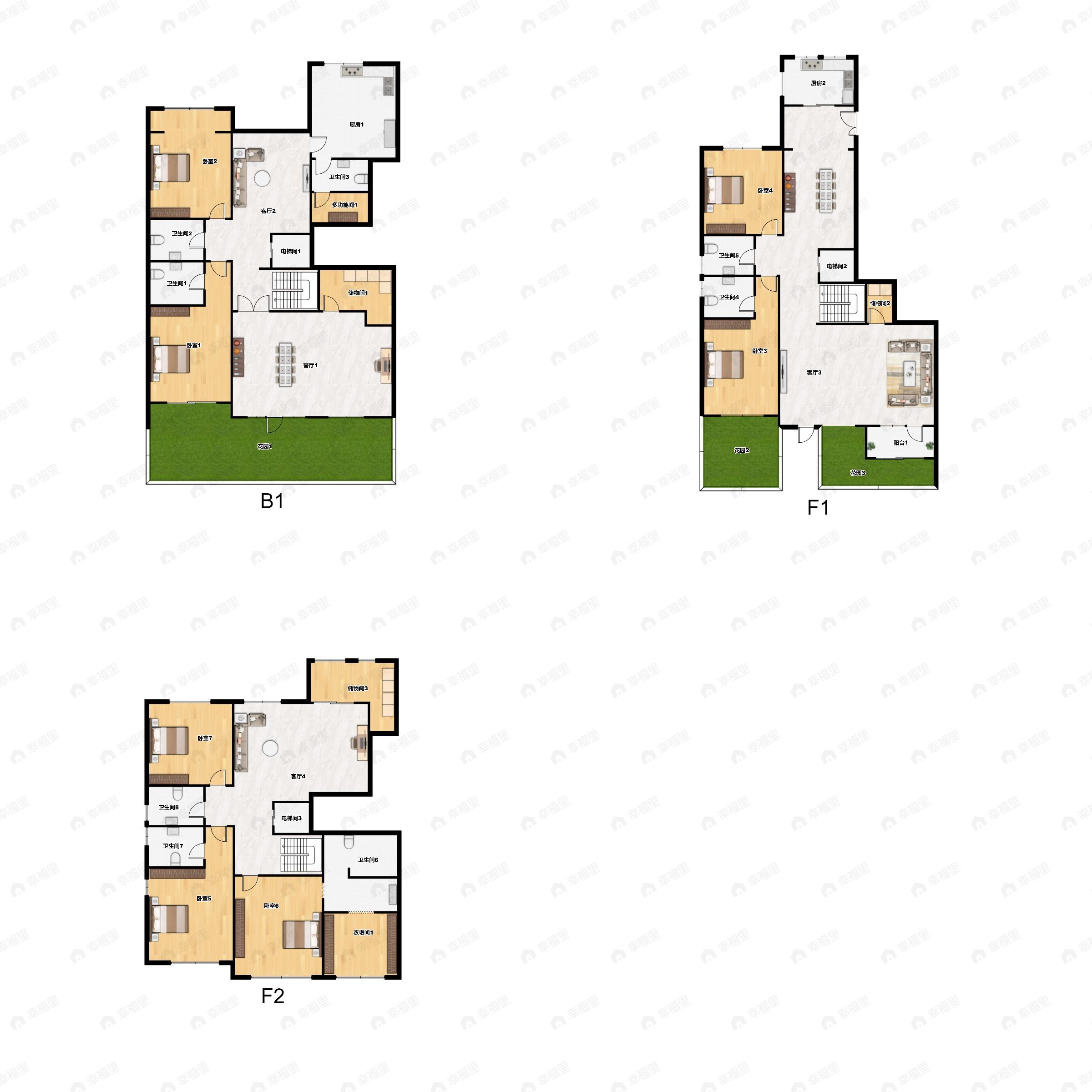 8室5厅8卫建面574平南户型图
