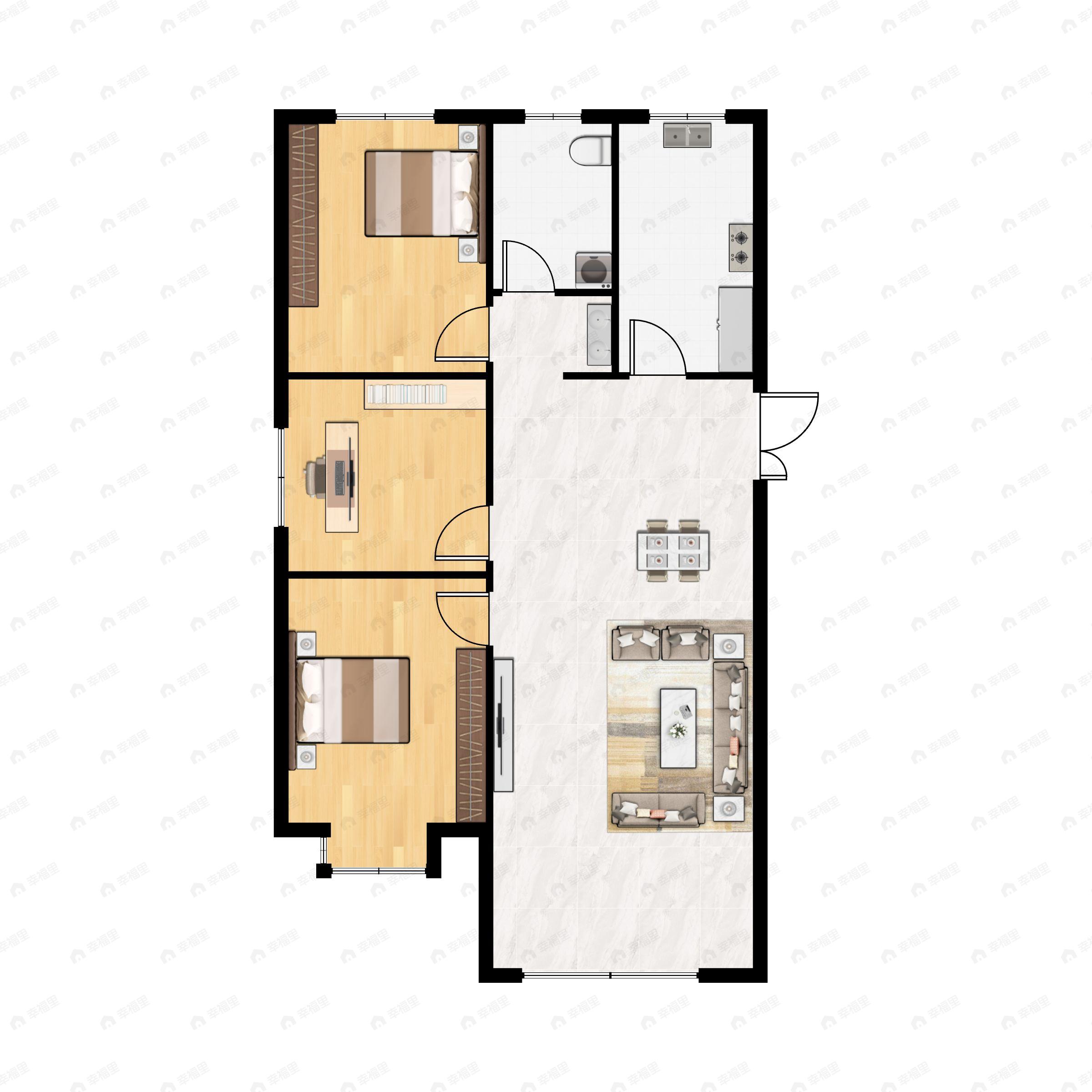 3室2厅1卫建面109平南户型图