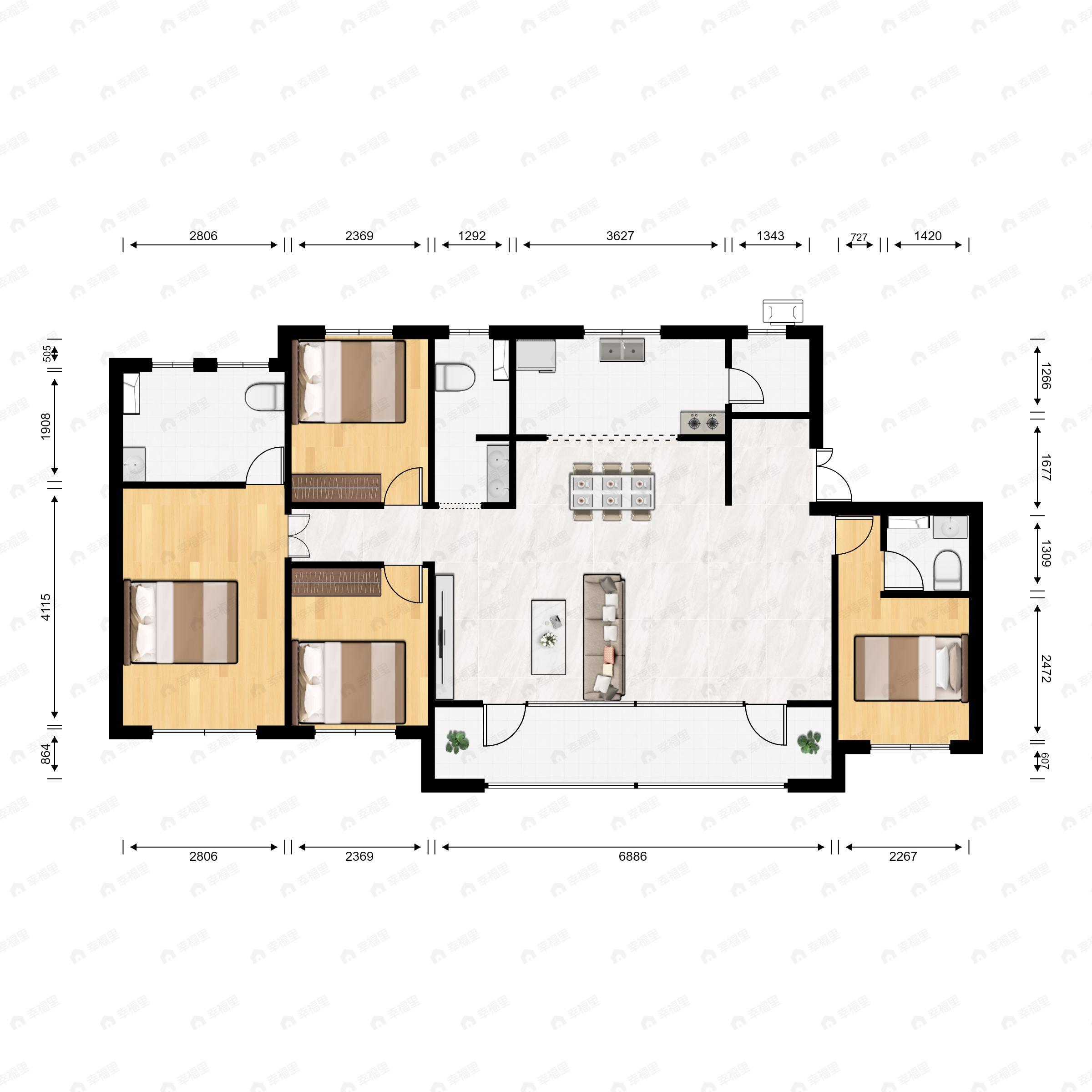 建发·南泊湾4室2厅3卫户型图