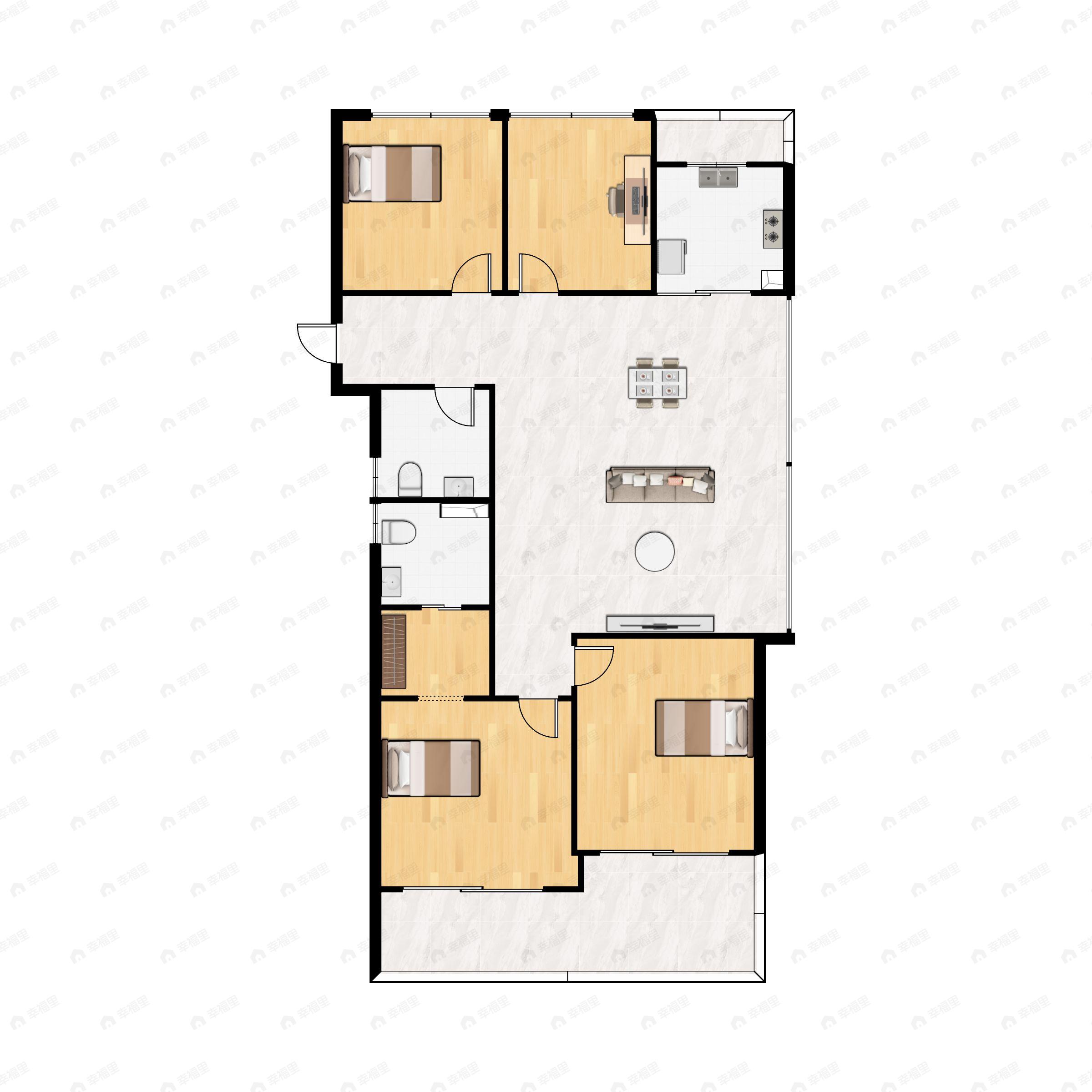 4室2厅2卫建面127平户型图