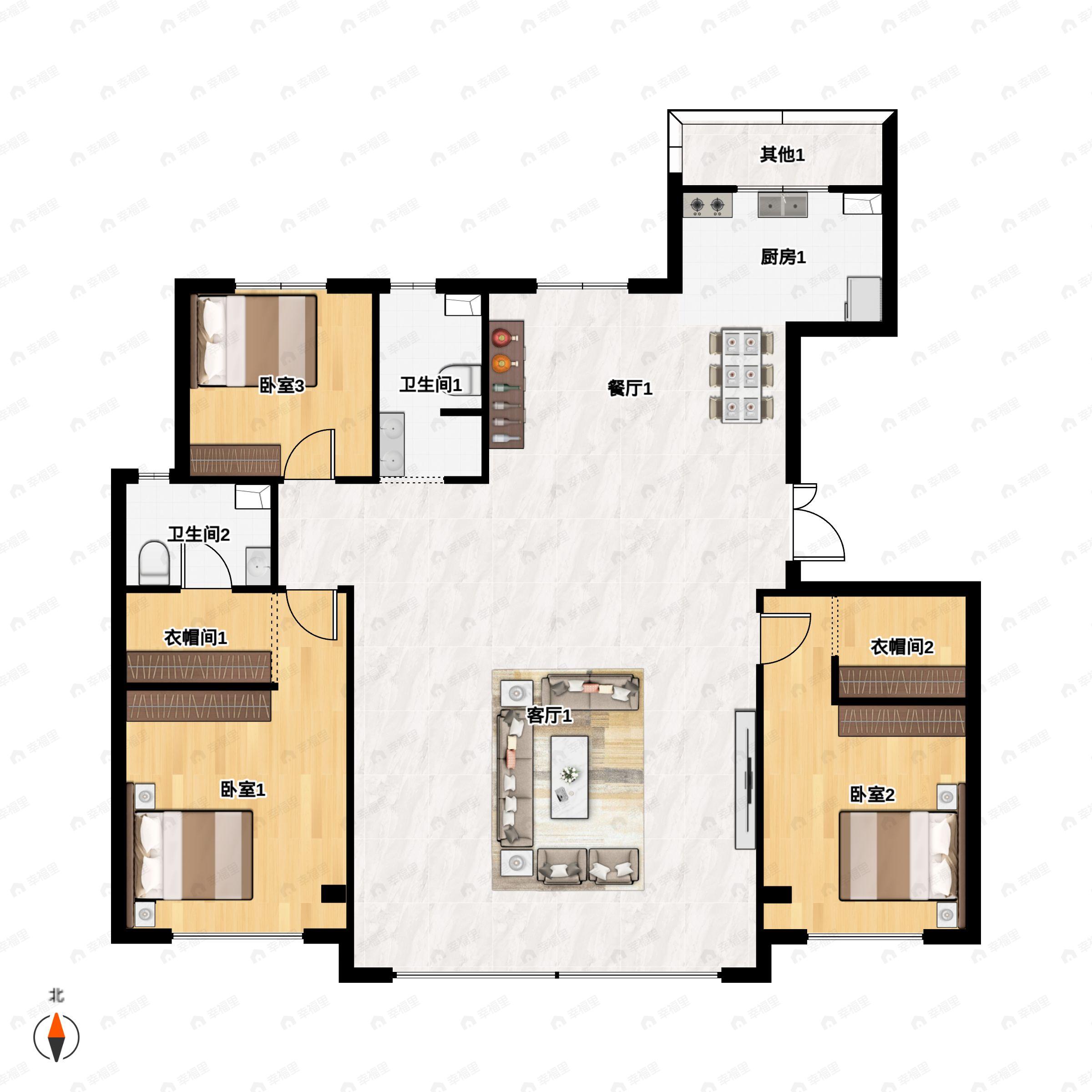 宝裕悦兰湾观萃3室2厅2卫户型图