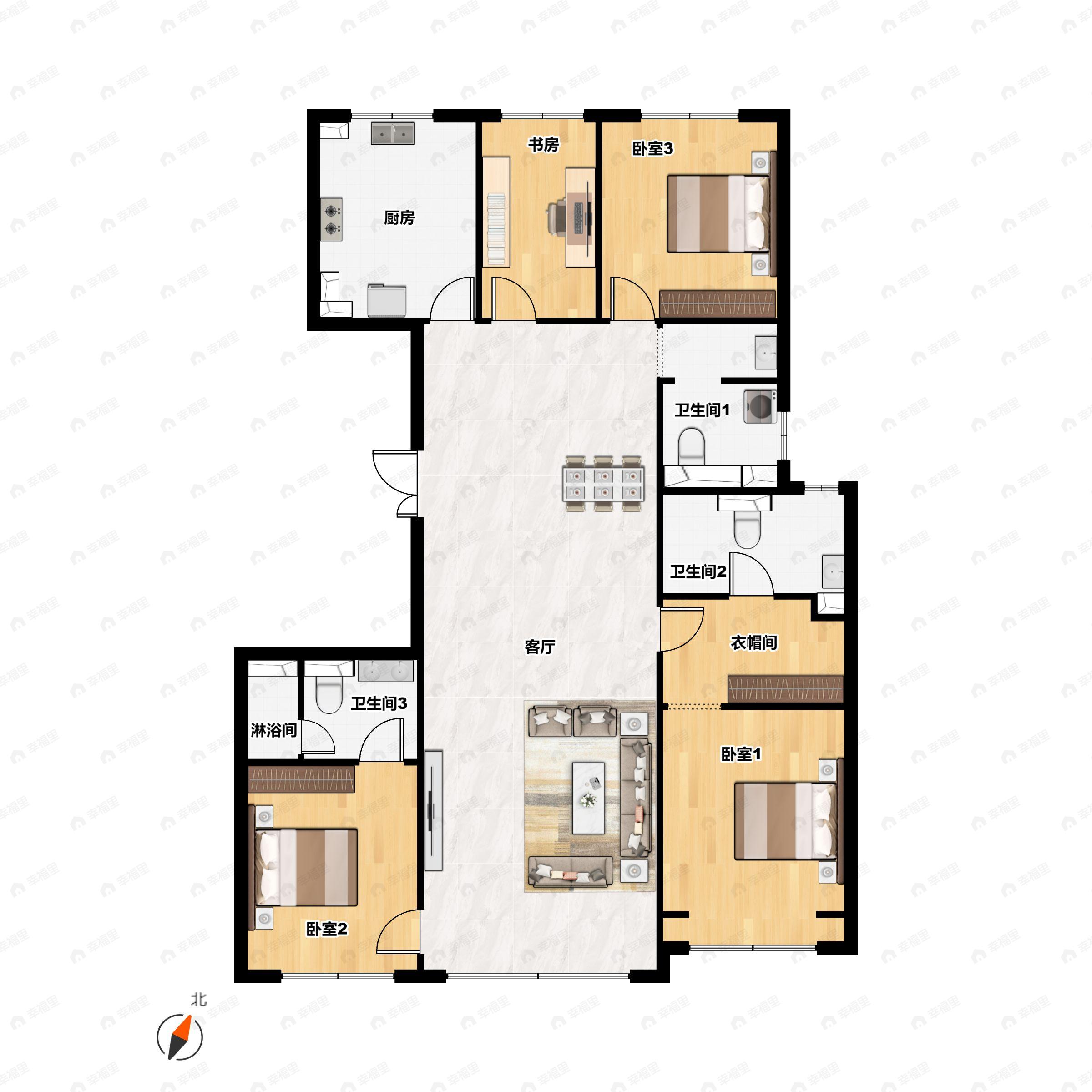 京能云璟壹号3室2厅3卫户型图