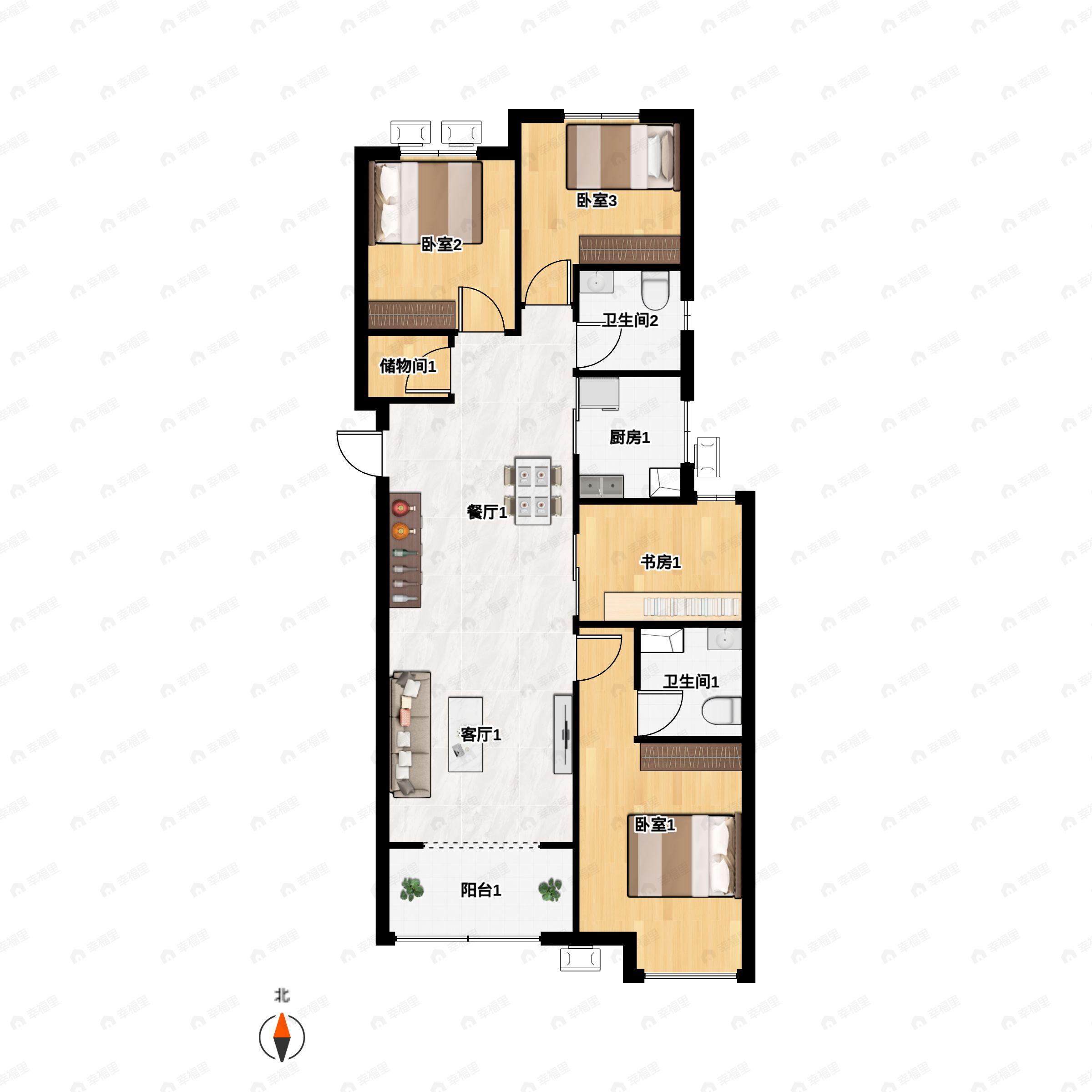 4室2厅2卫建面133平户型图