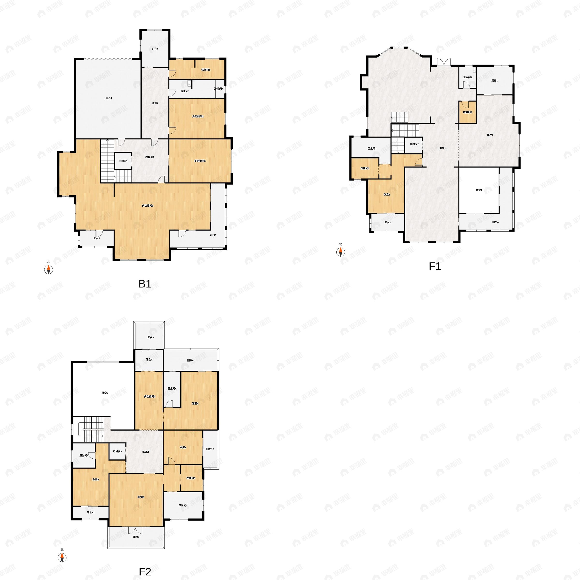 4室2厅4卫建面405平户型图