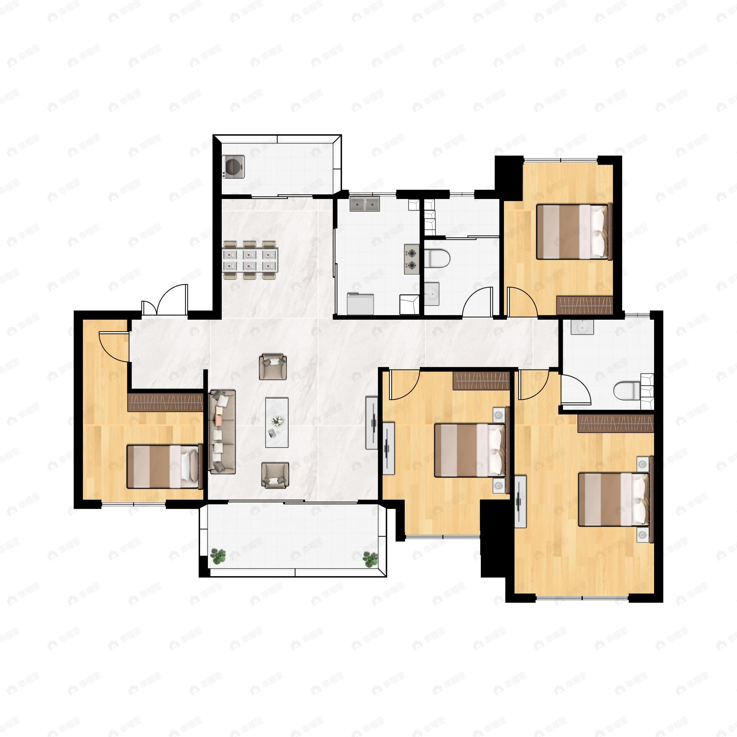 4室2厅2卫建面117平户型图