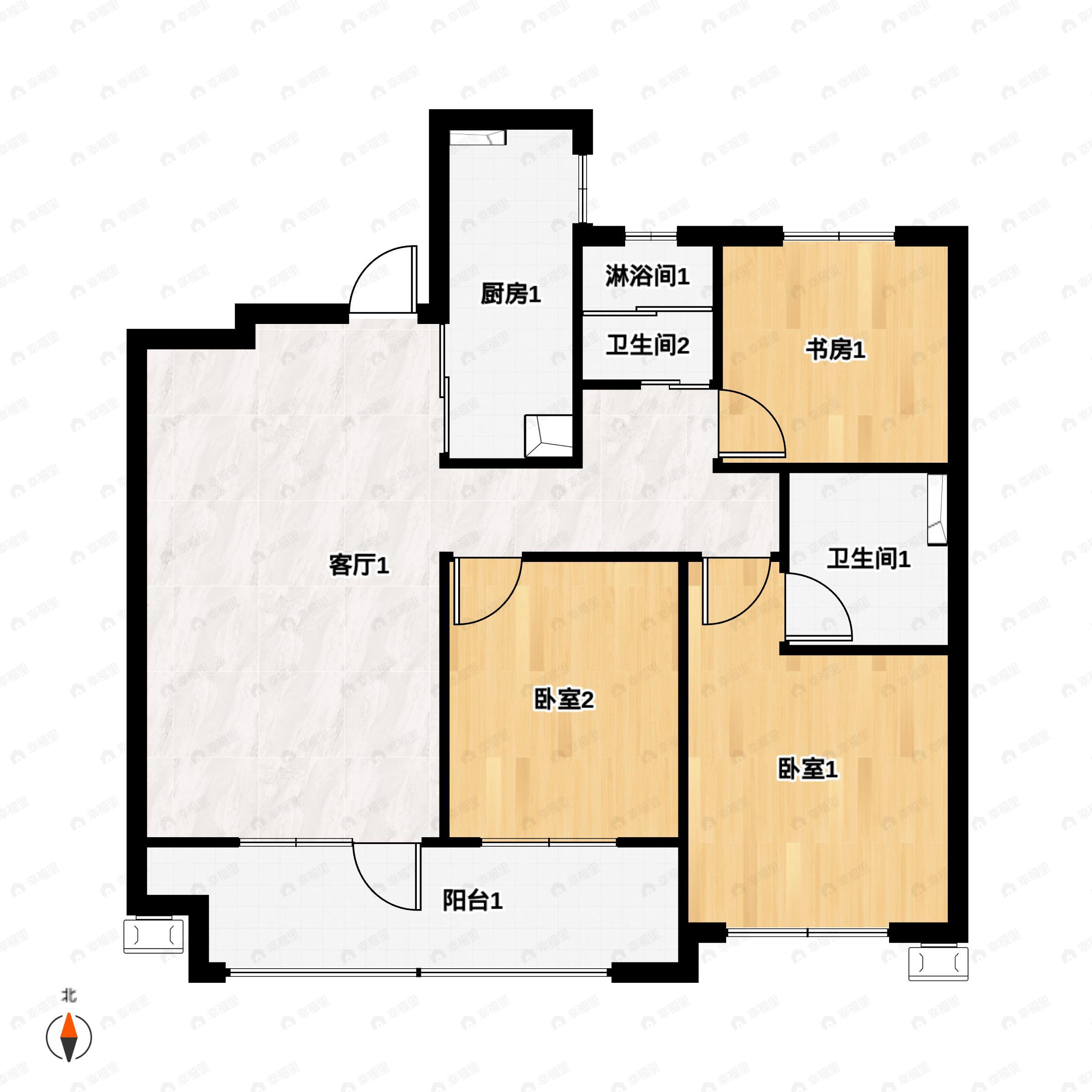 3室2厅2卫建面113平户型图
