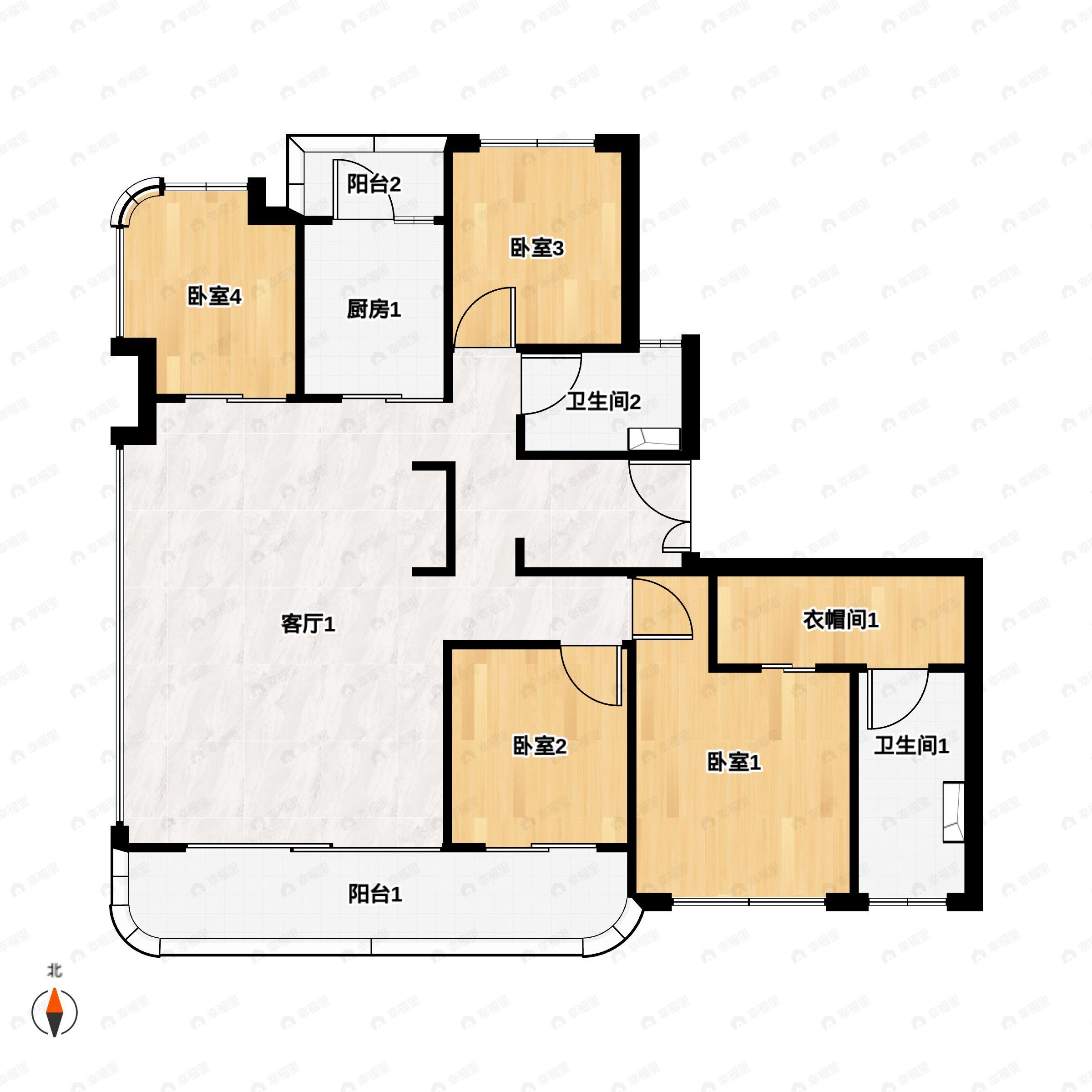 4室2厅2卫建面170平户型图