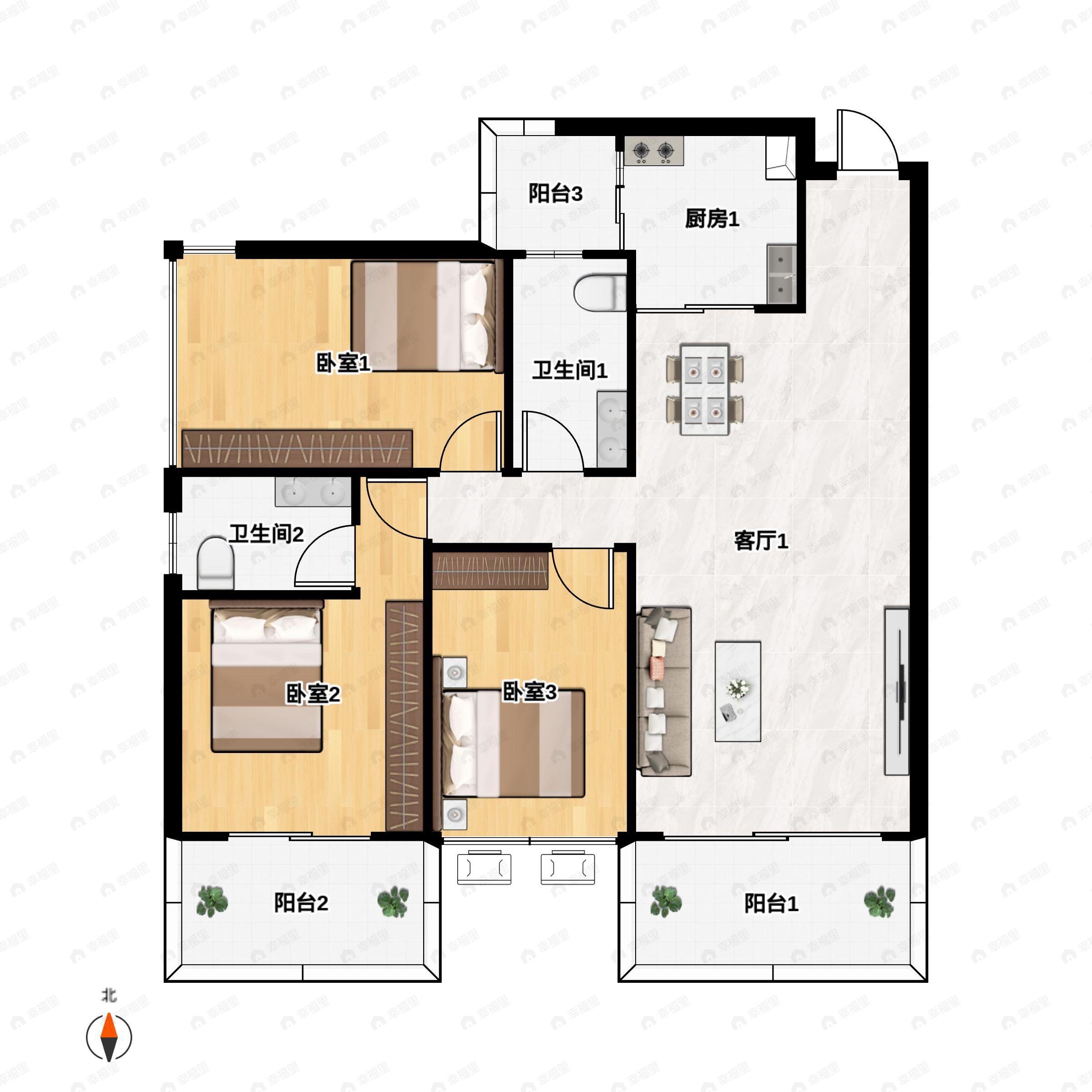 吉祥凤景湾3室2厅2卫户型图