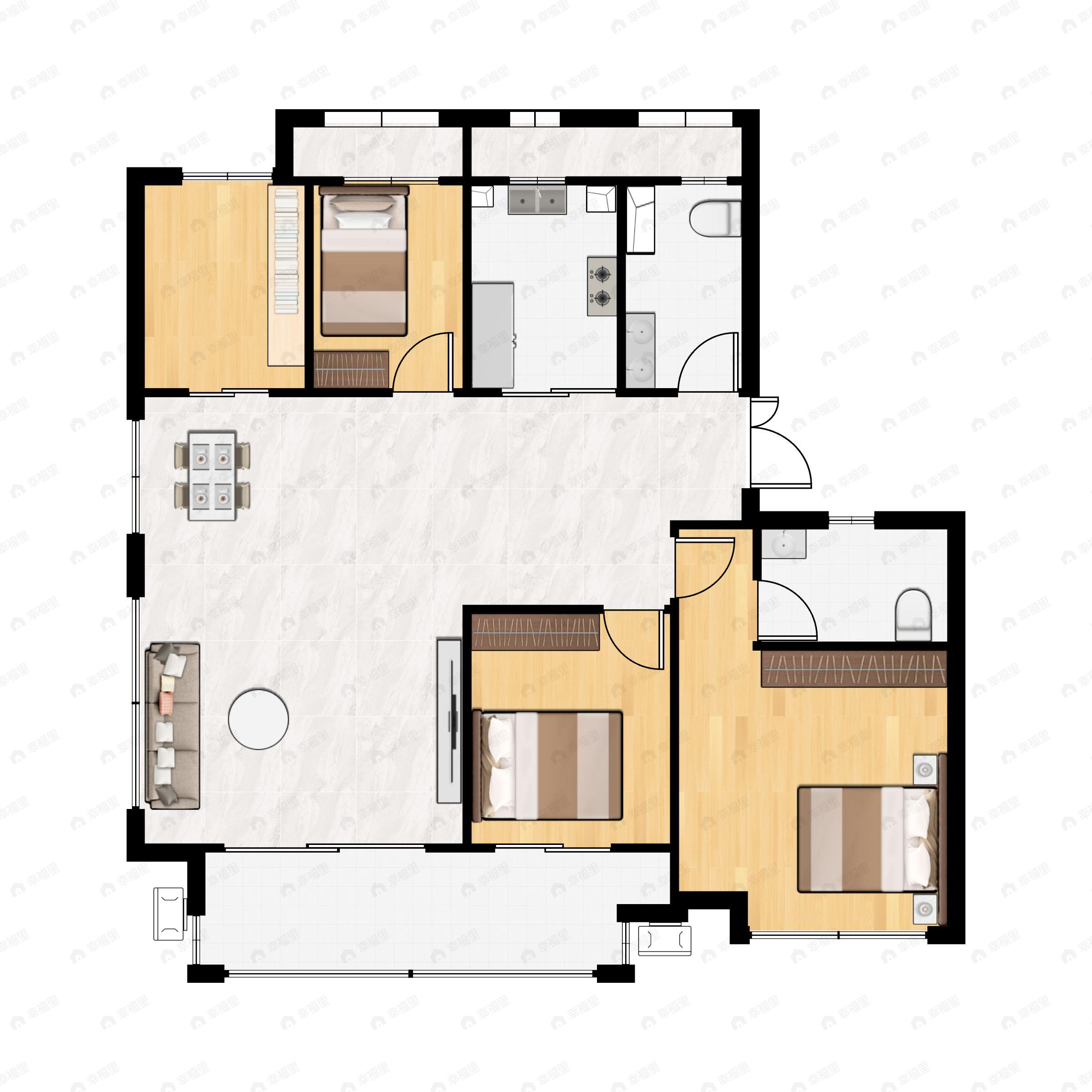 4室2厅2卫建面134平南|北户型图