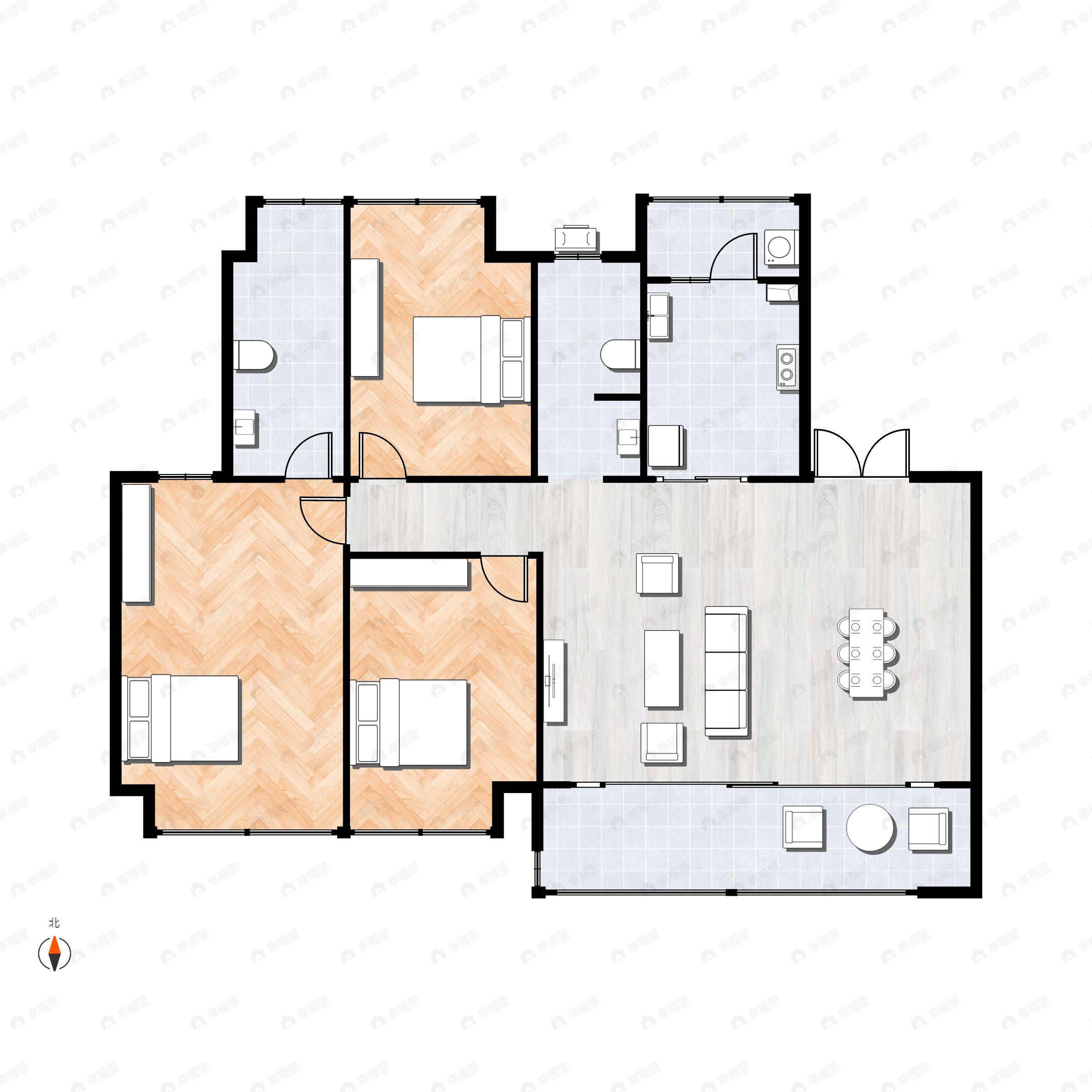 3室2厅2卫建面116平户型图