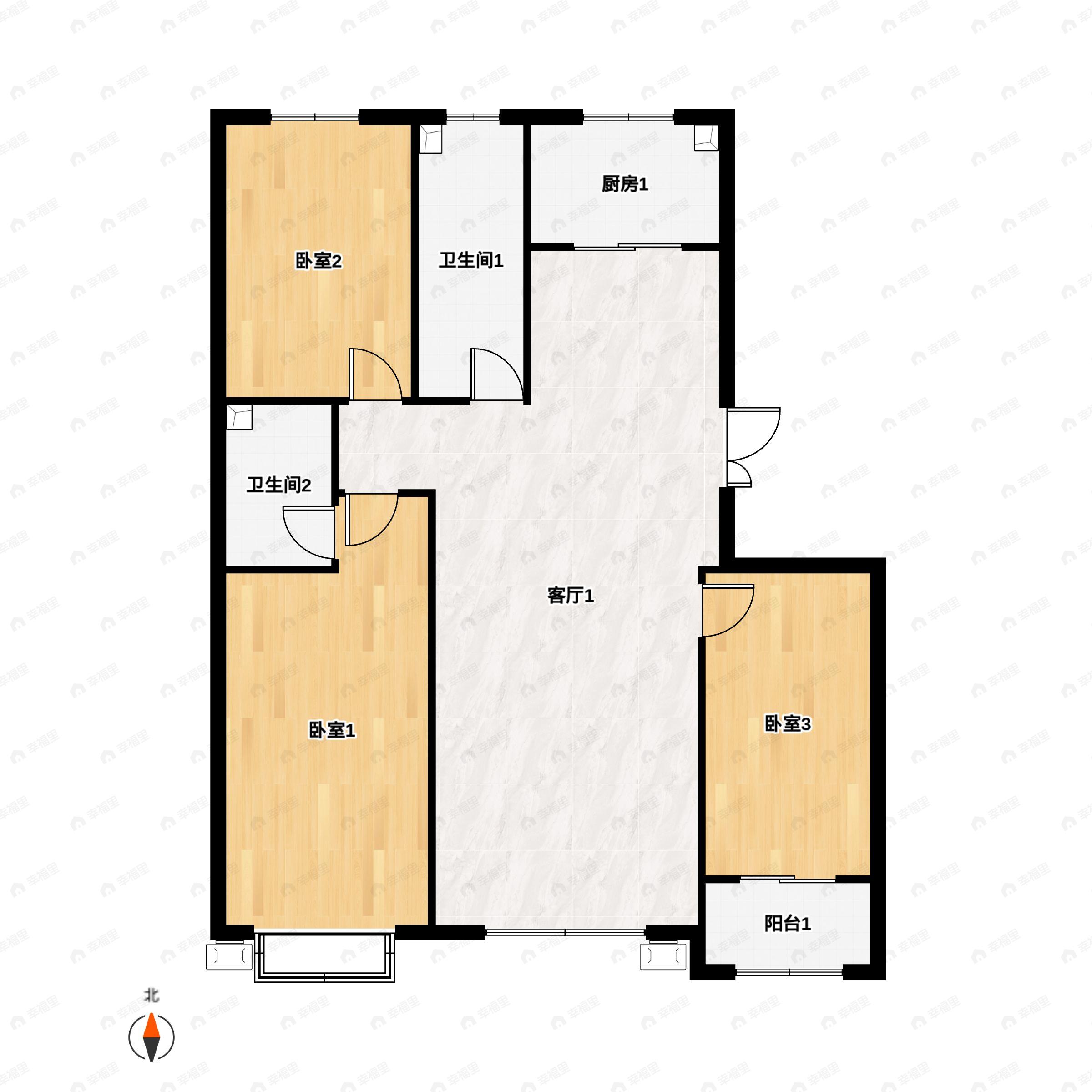 3室2厅2卫建面145平户型图