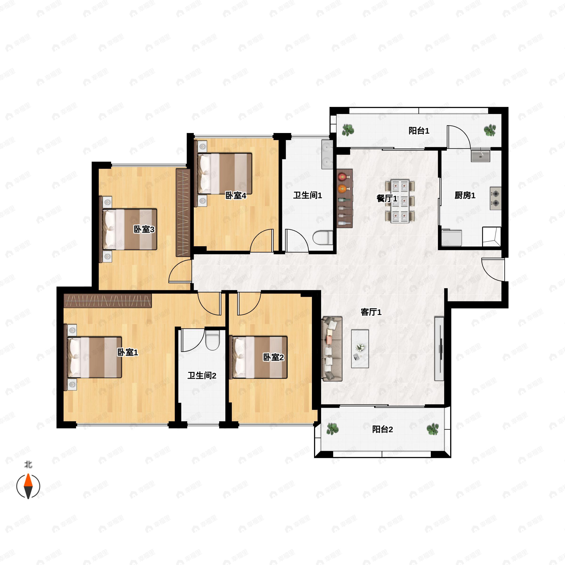 4室2厅2卫建面133平undefined户型图
