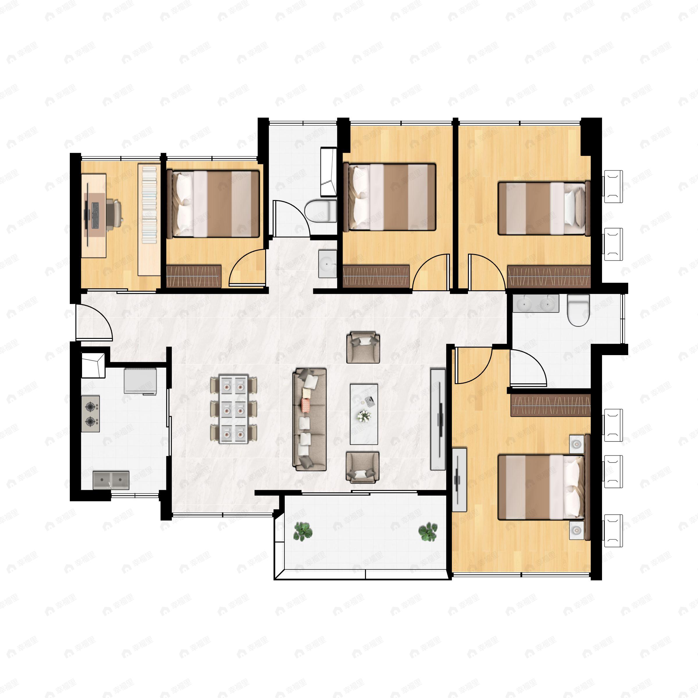 5室2厅2卫建面111平西北|东南户型图