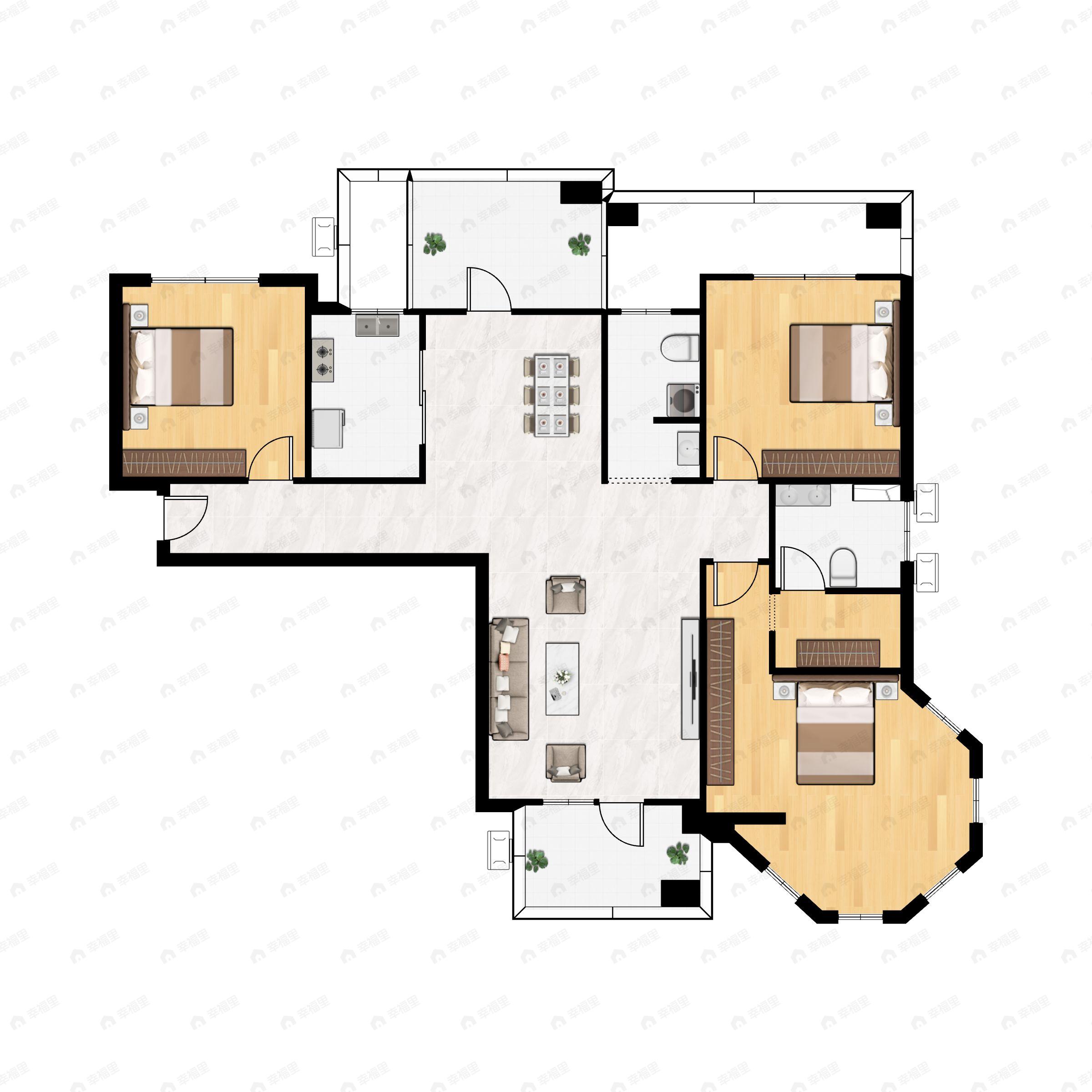 3室2厅2卫建面139平户型图
