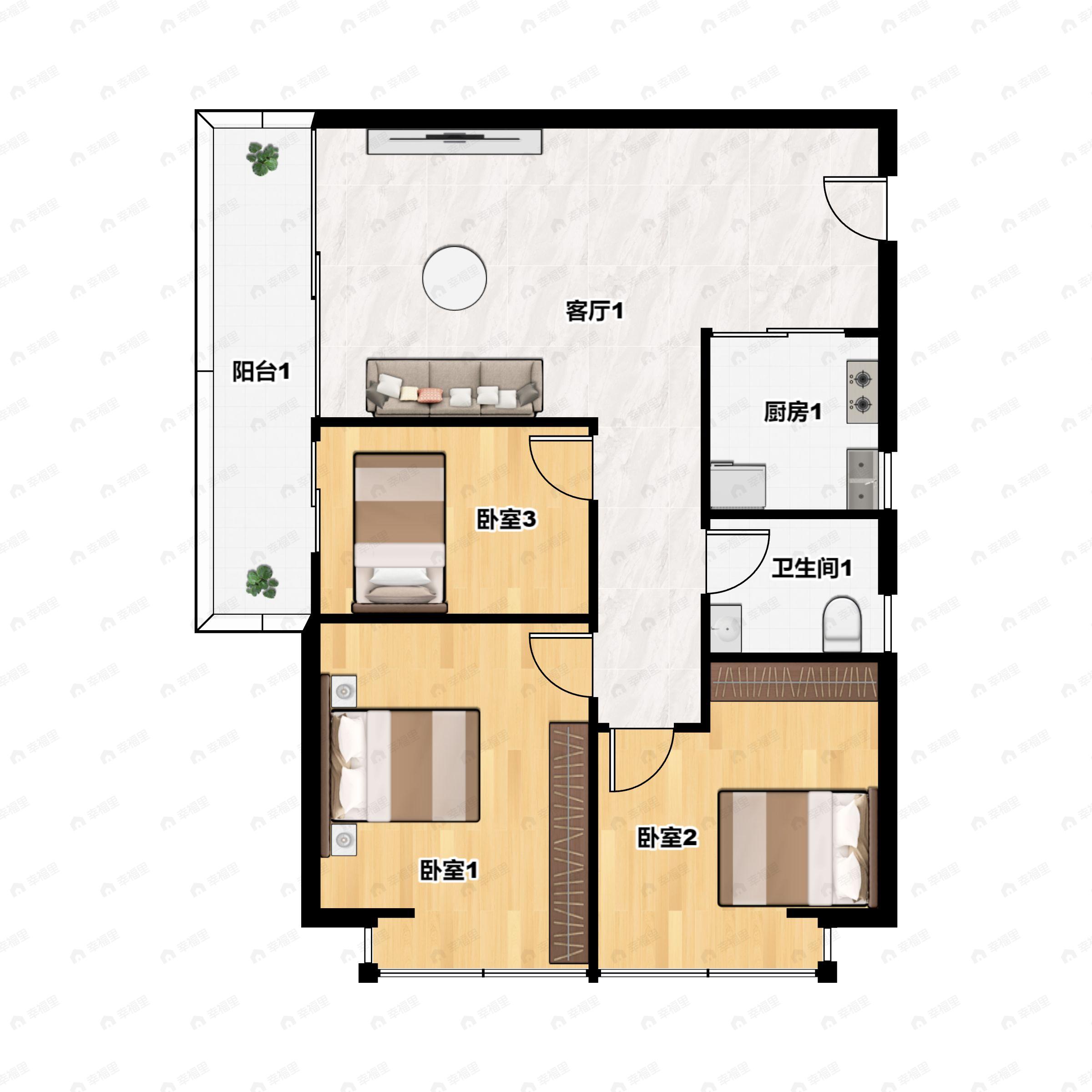北科建春城大观3室2厅1卫户型图