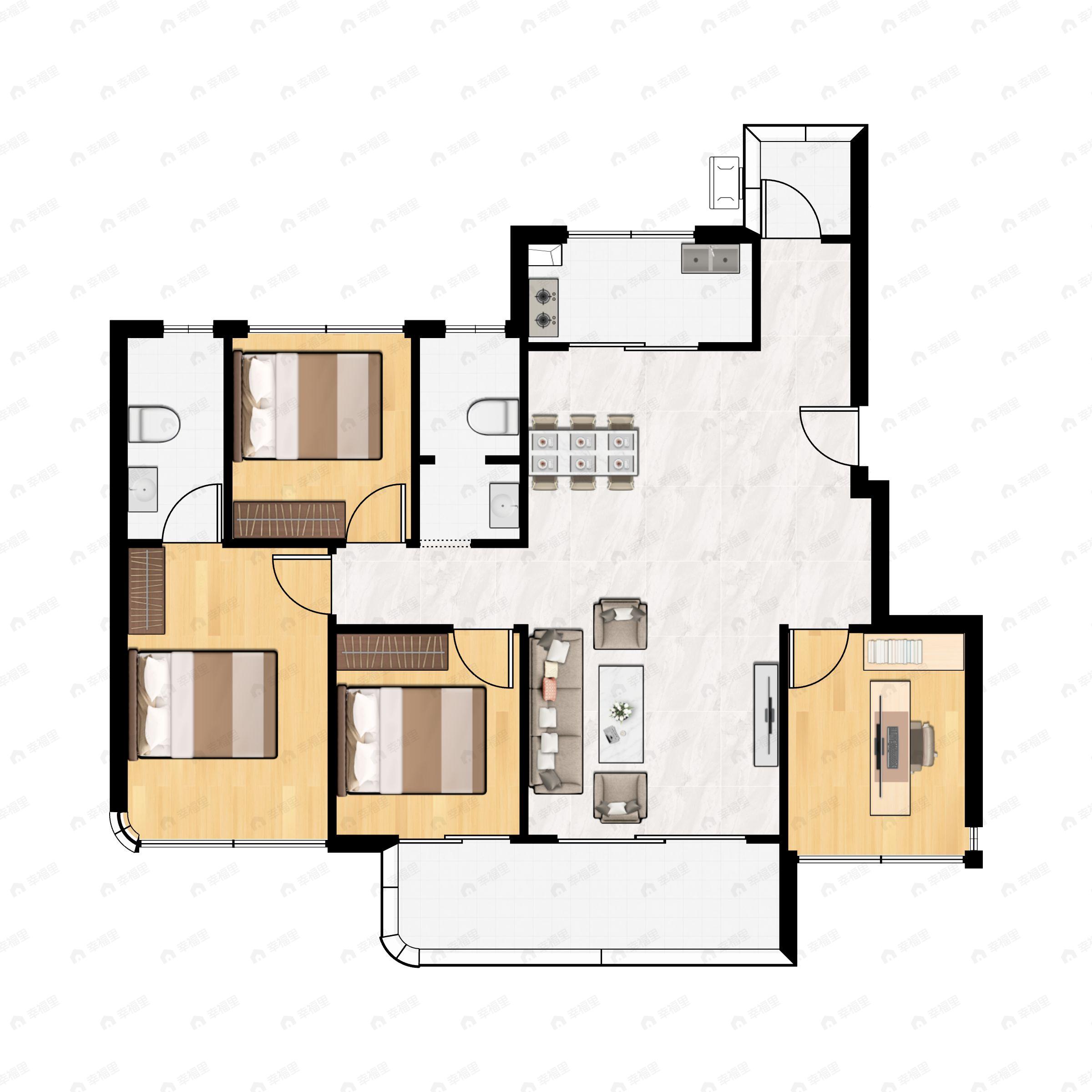 4室2厅2卫建面143平户型图