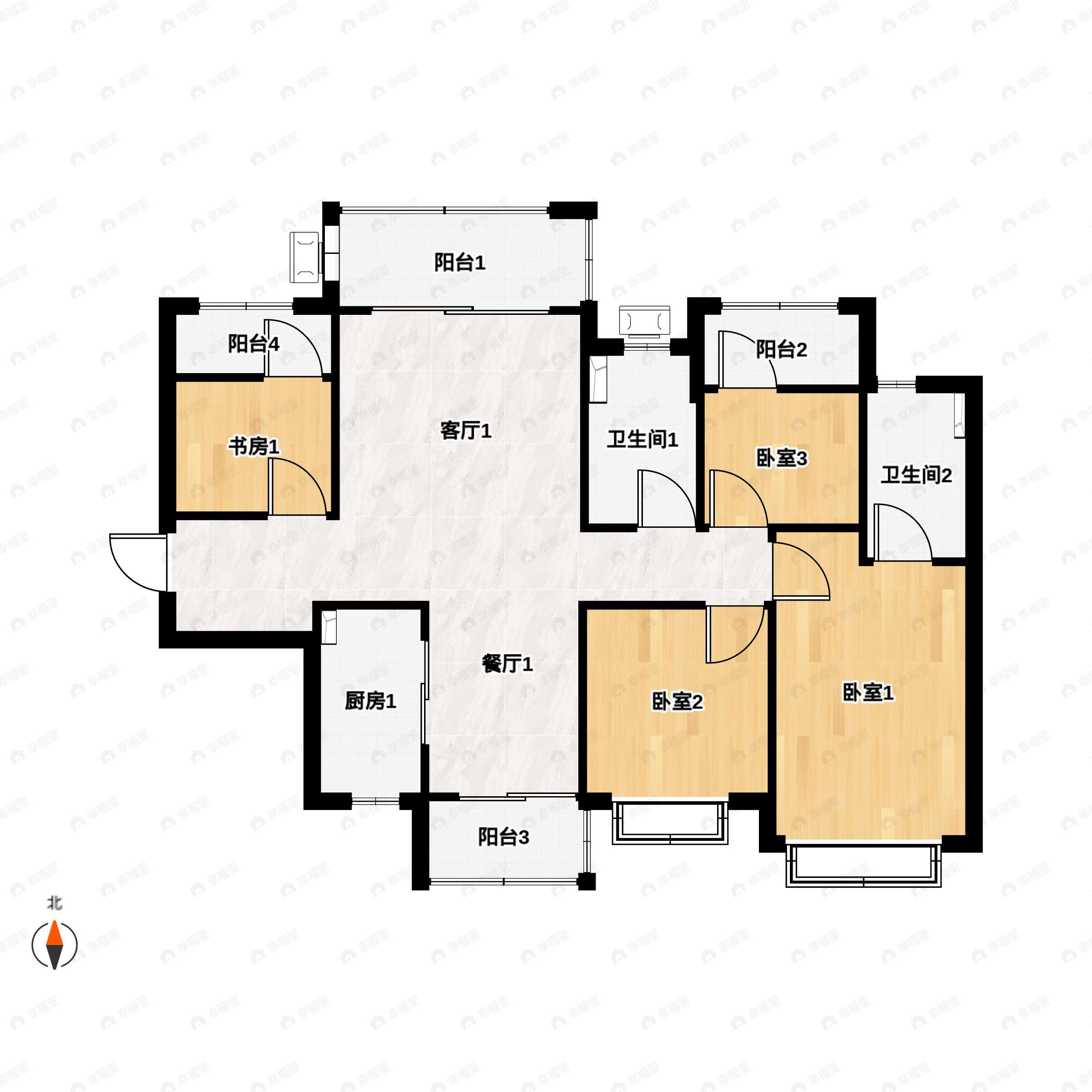 4室2厅2卫建面137平户型图