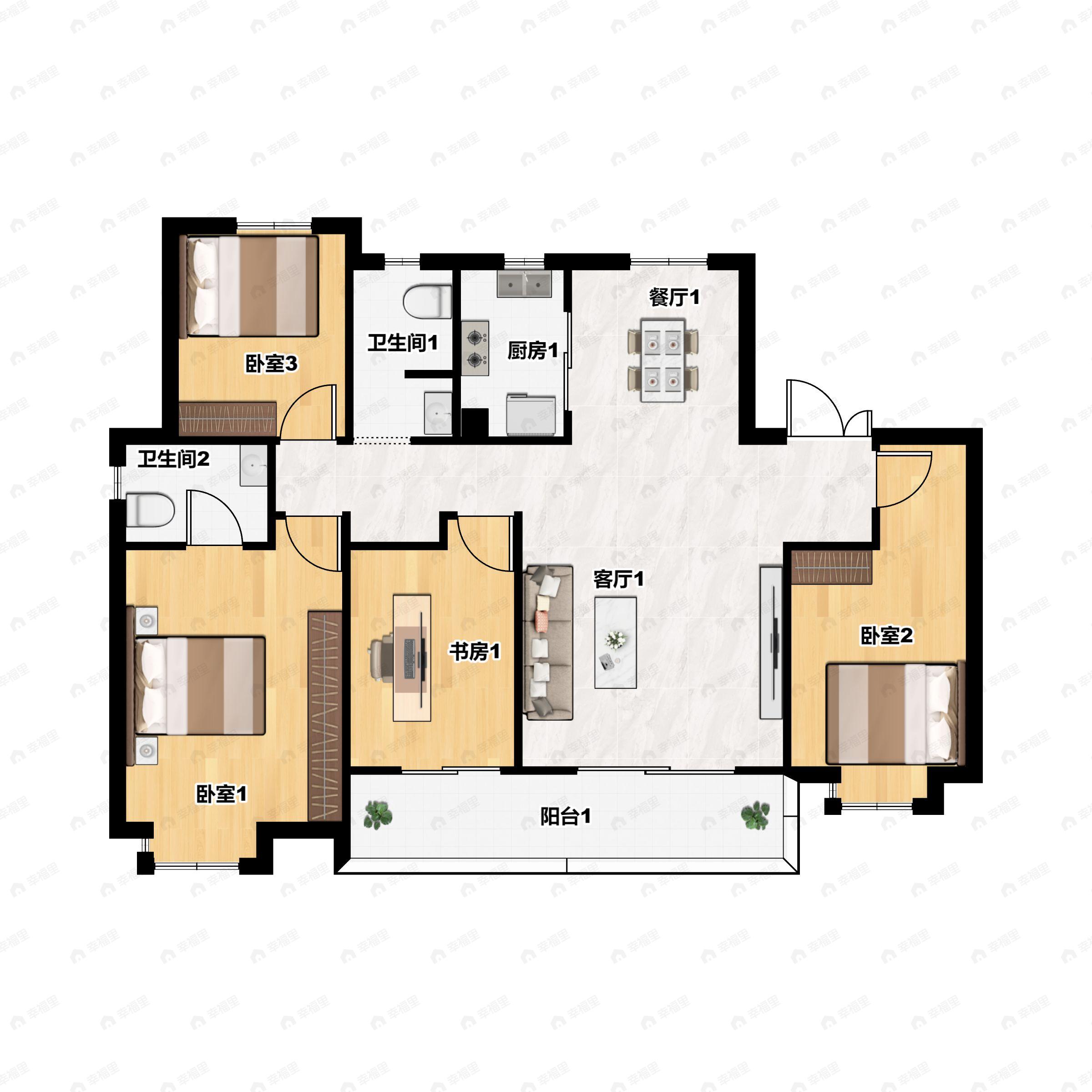 九江新旅文化旅游城4室2厅2卫户型图